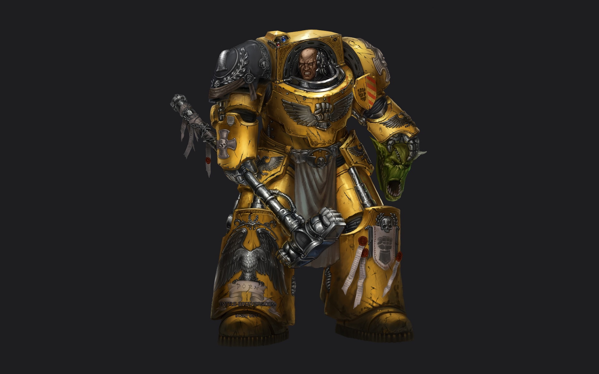 yellow, Warhammer 40k, two-headed eagle, terminator armor