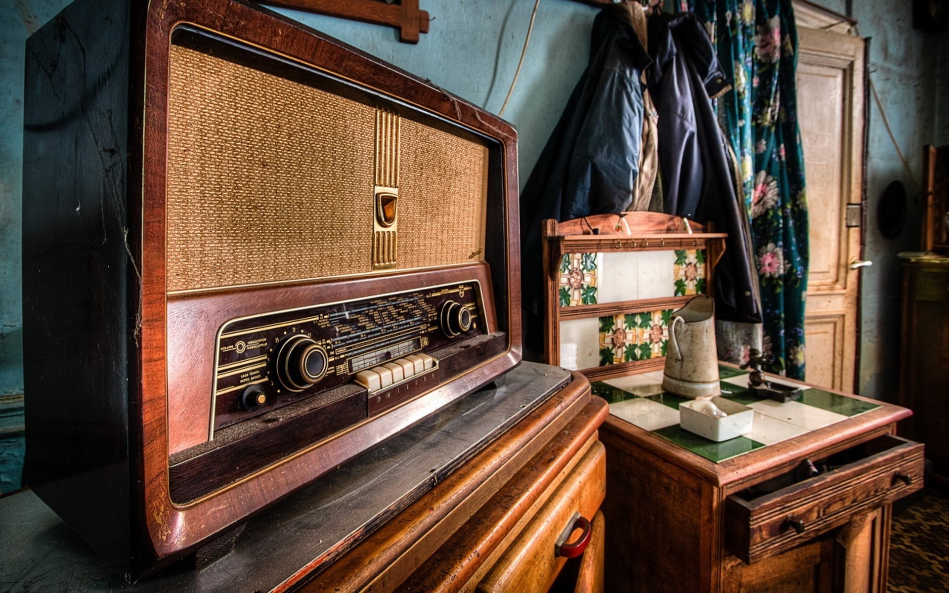 vintage, radio, room, drawer, indoors