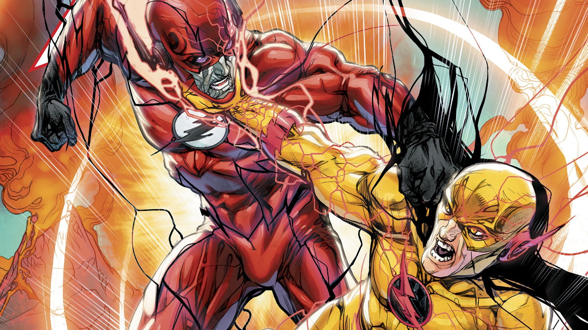 Comics, Flash, Reverse-Flash, multi colored, representation