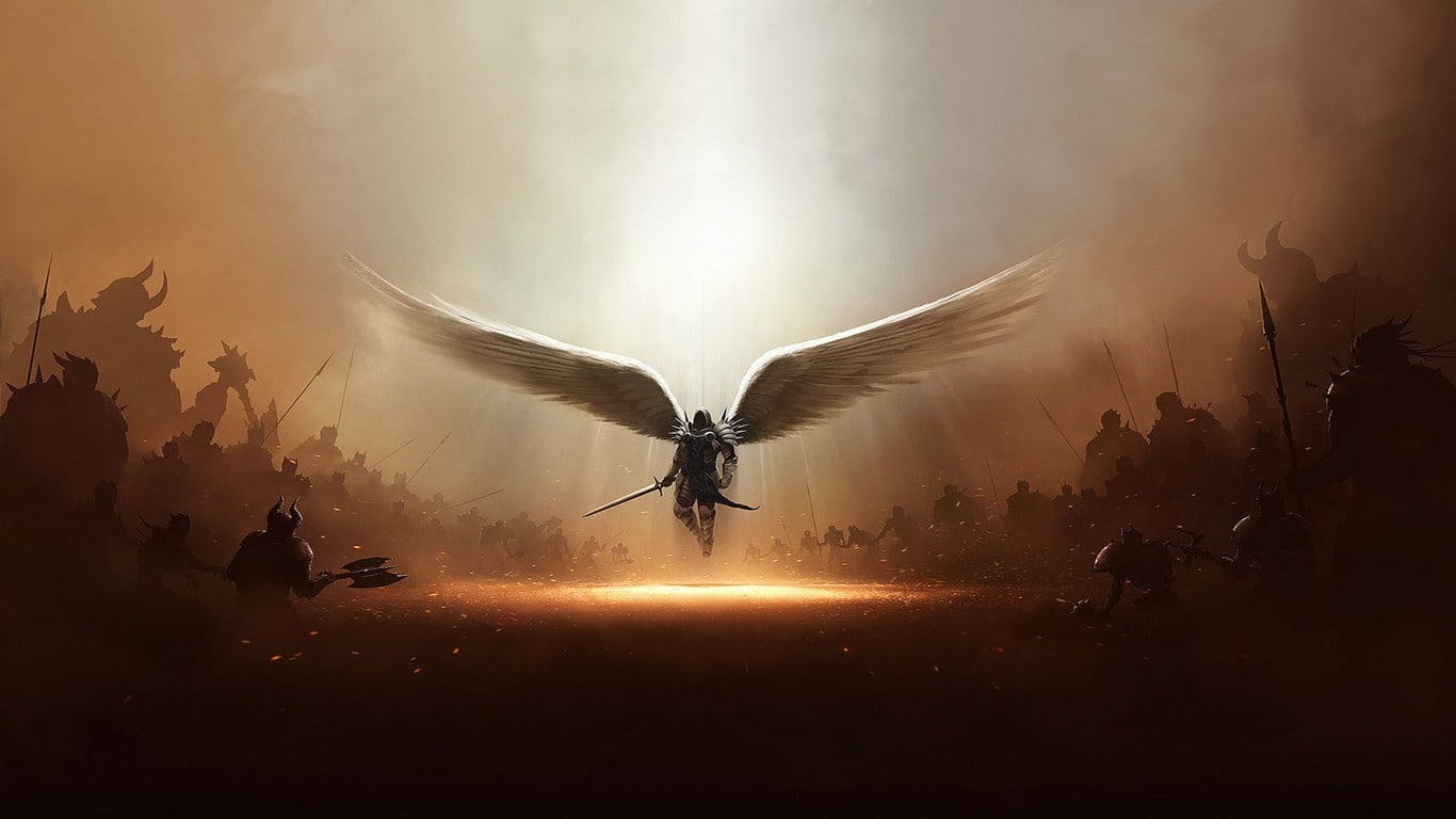 tyrael warrior diablo iii video games angel diablo, silhouette