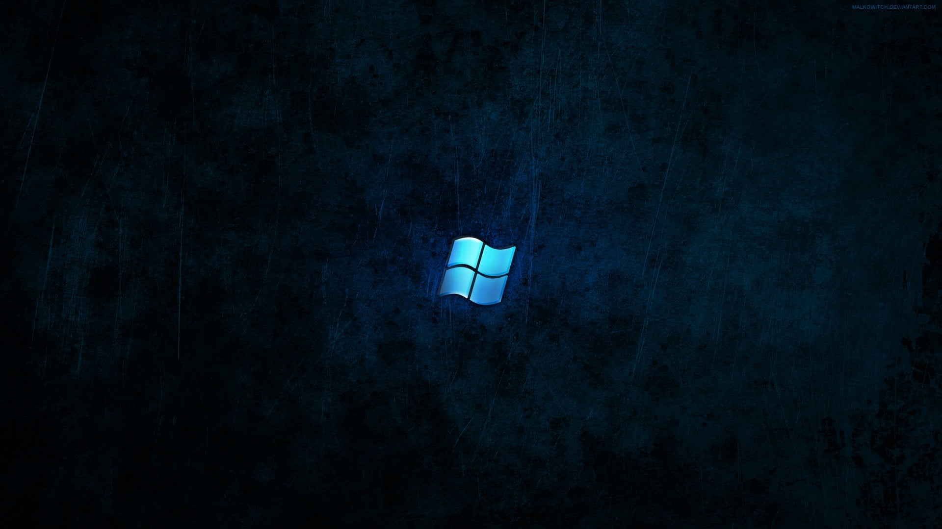Microsoft Windows logo, Windows 7, dark, blue, Windows 10, digital art