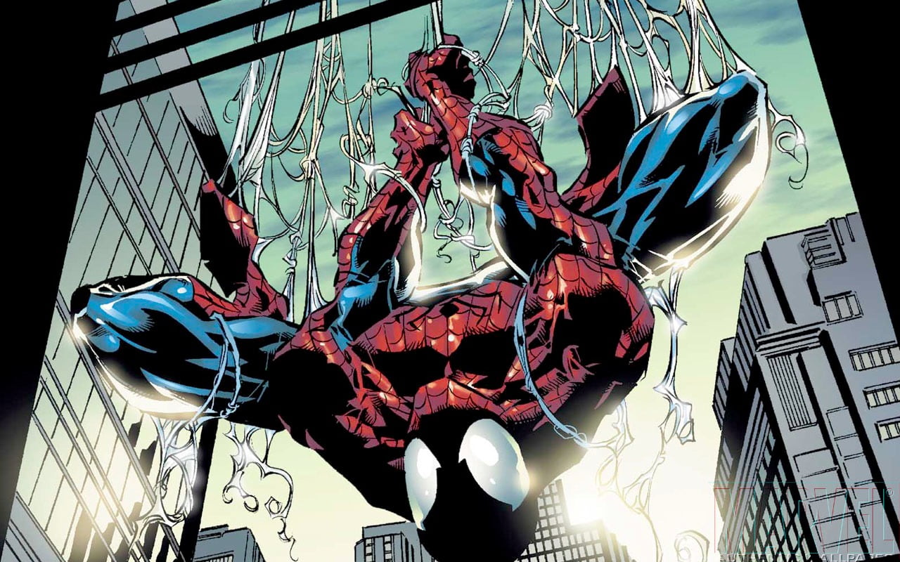 Marvel Spider-Man digital wallpaper, Marvel Comics, upside down
