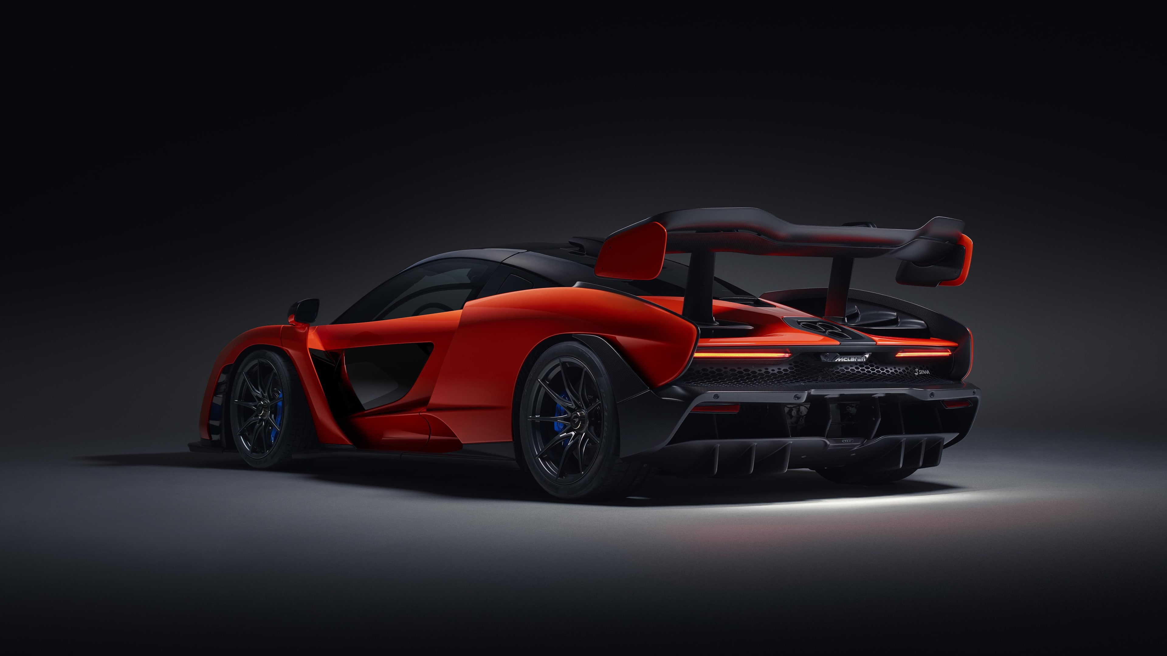 red and black sports coupe, McLaren Senna, supercar, 4k