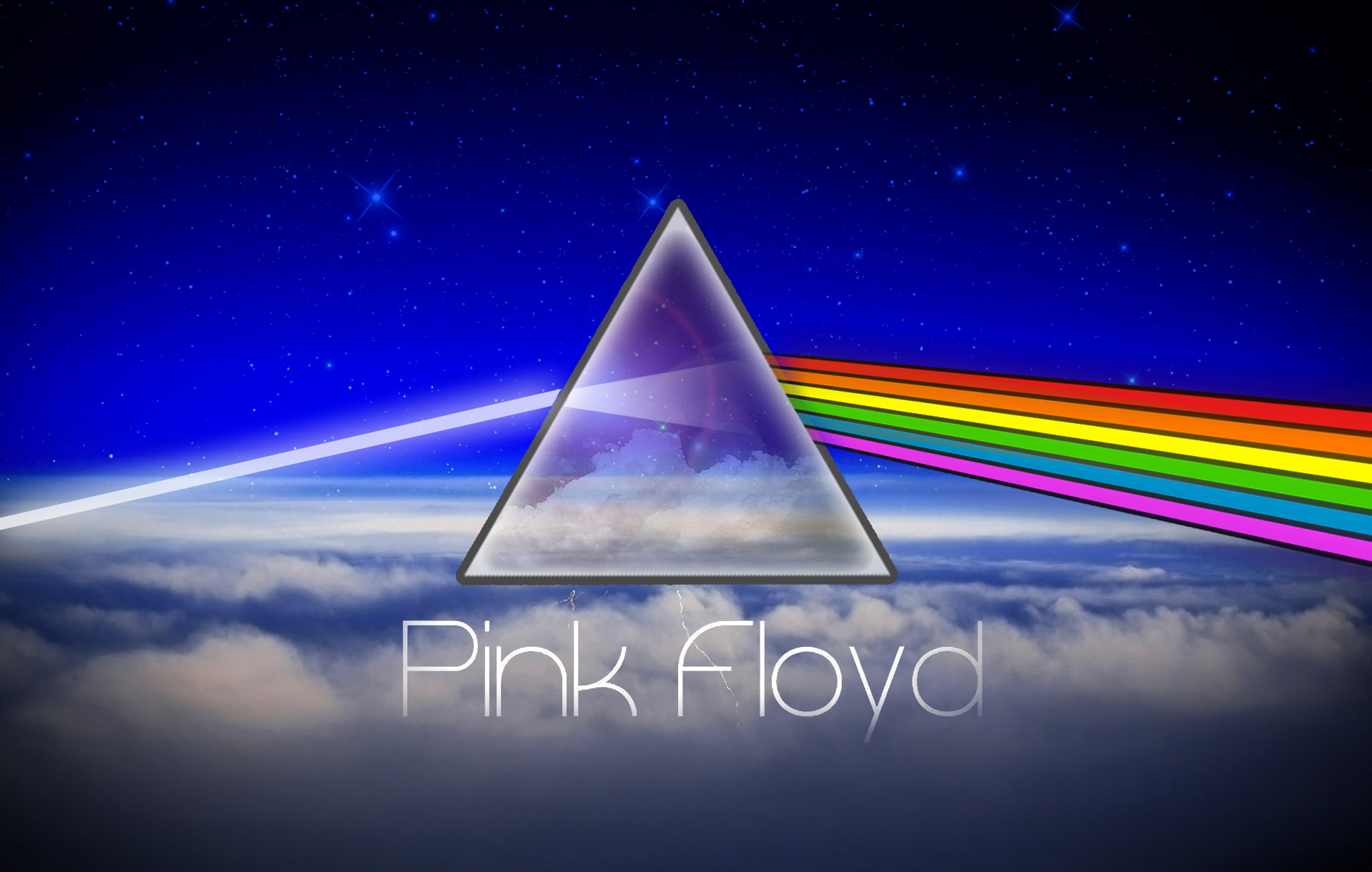 Band (Music), Pink Floyd, Cloud, Rainbow, Sky, Stars, Triangle