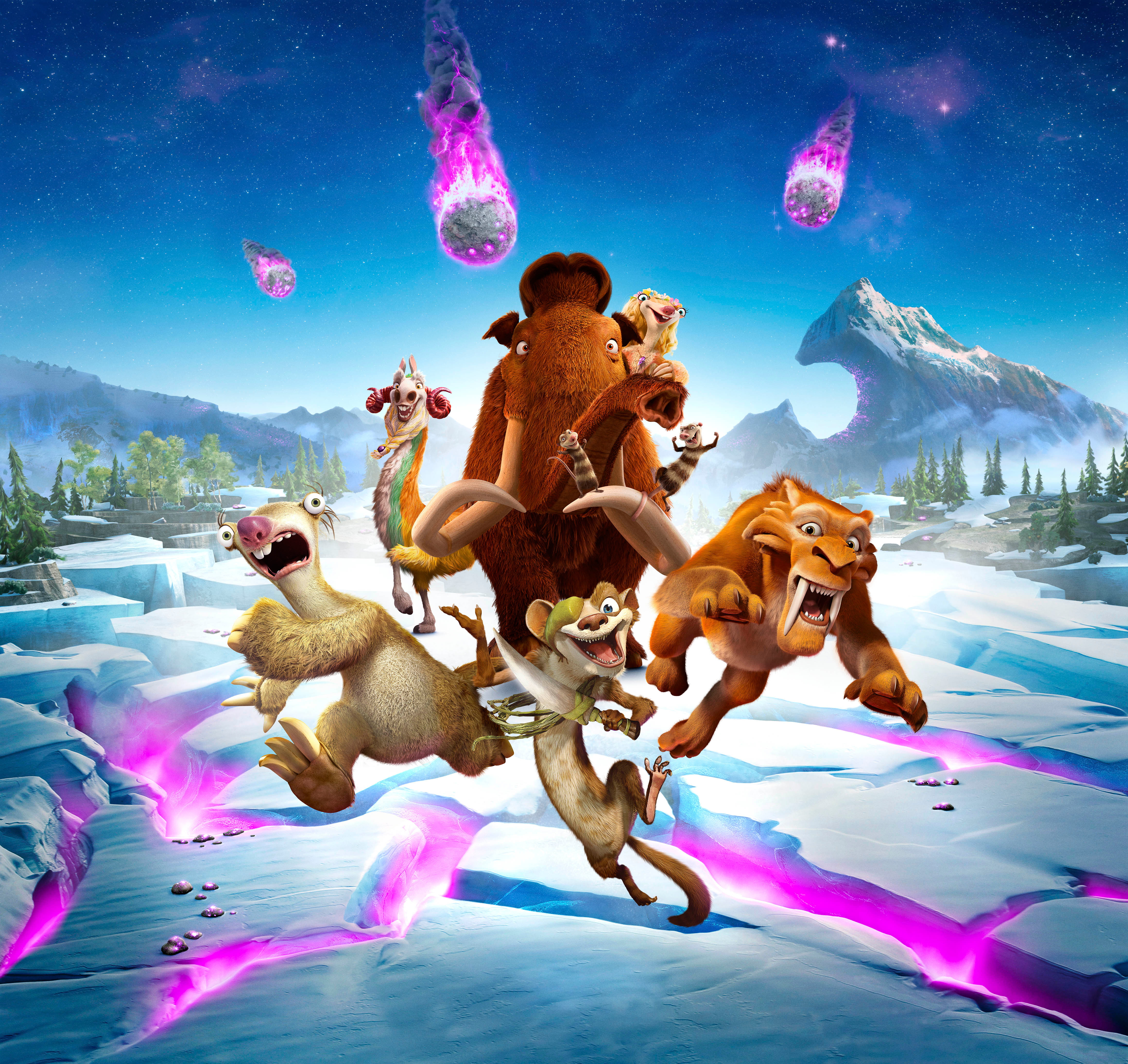 Brook, Sid, Buck, Manny, Diego, Ice Age Collision Course, 4K