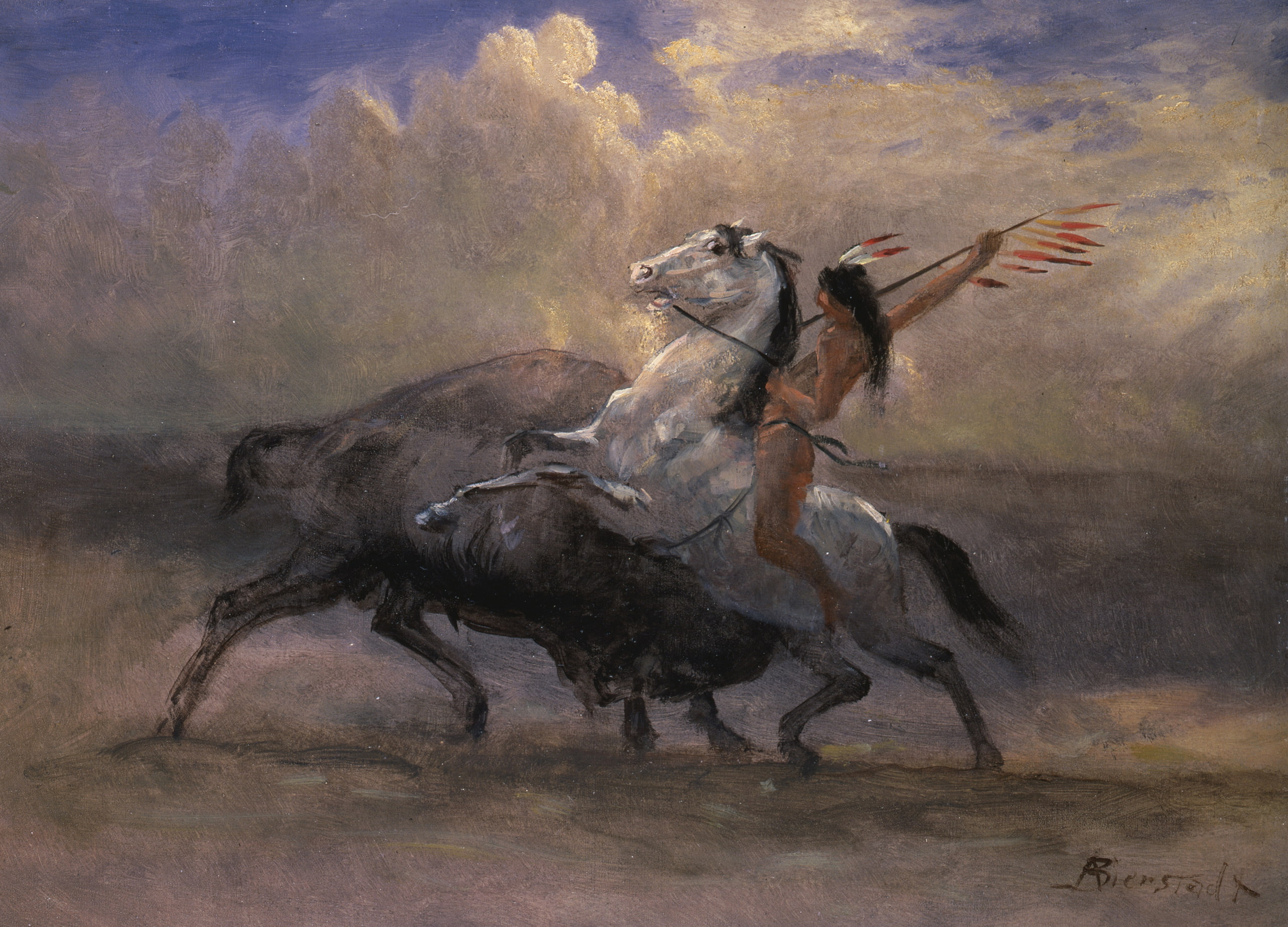 picture, hunting, Indian, genre, Albert Bierstadt, The Last Bison