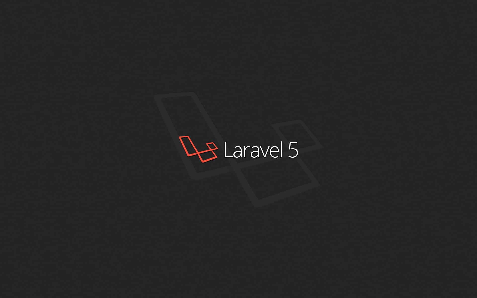 Laravel 5 text overlay with black background, simple, code, programming
