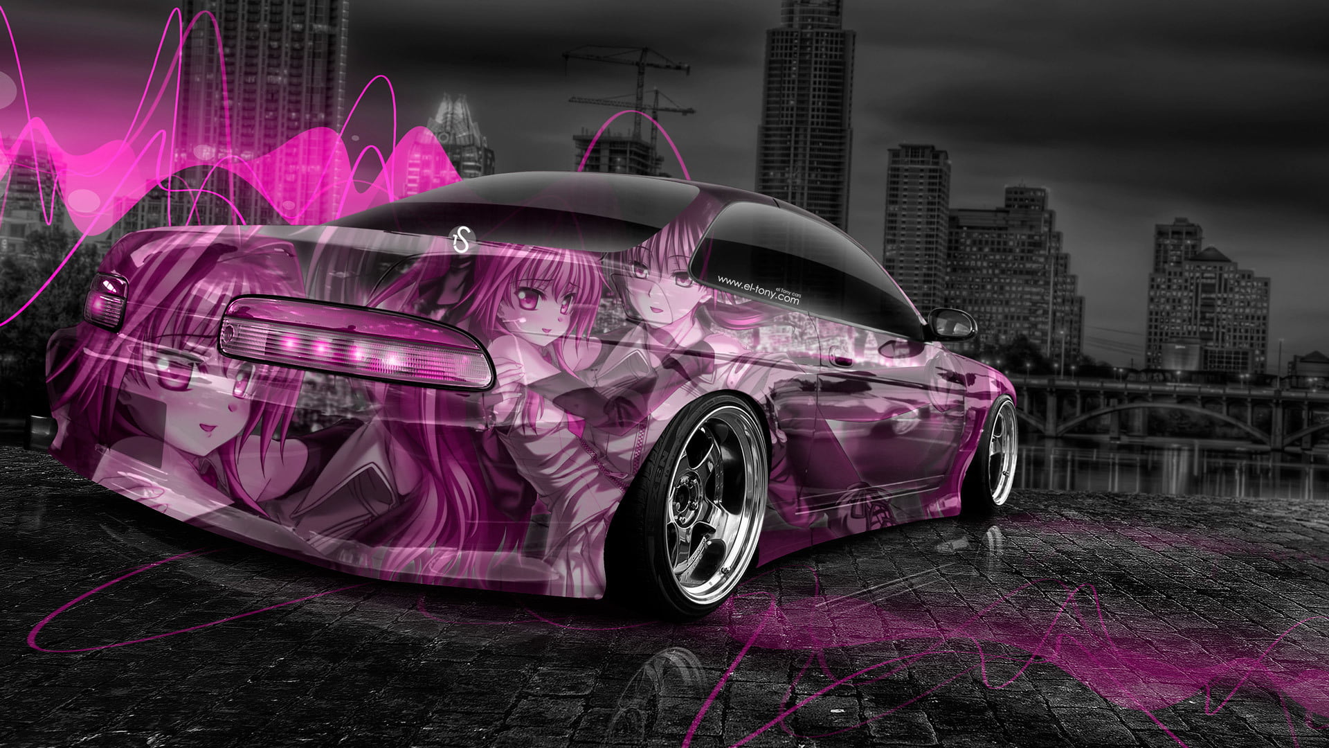 Free download | HD wallpaper: purple and black coupe with anime sticker ...