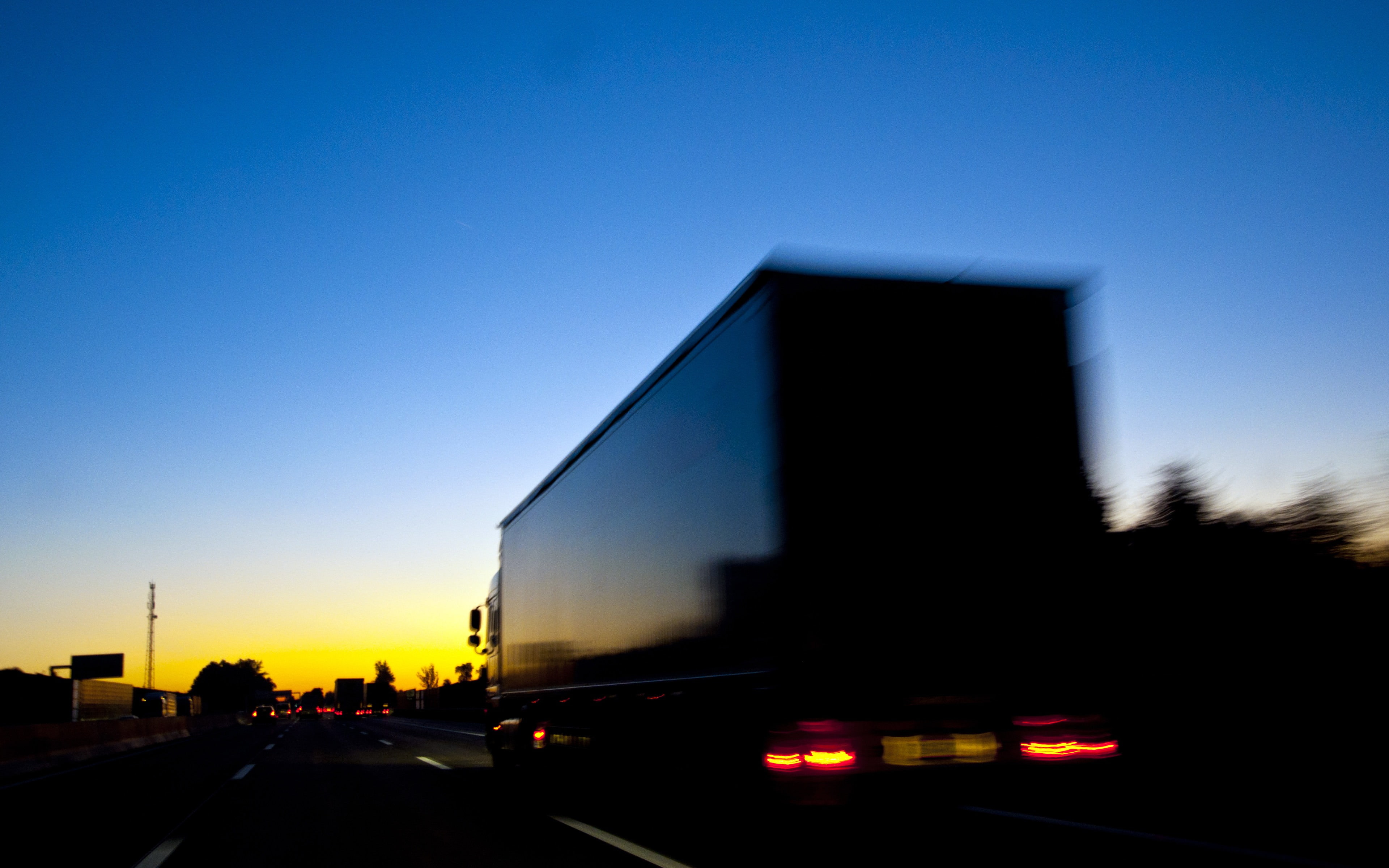 Modern highway car logistics truck evening, motor vehicle, mode of transportation