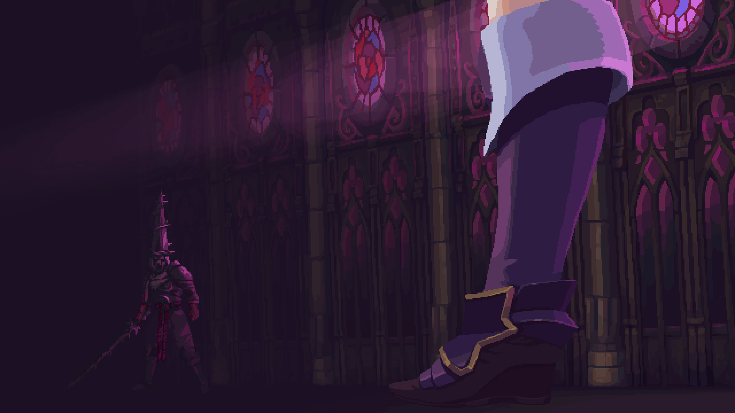 Blasphemous, purple background, metroidvania, video games, video game characters