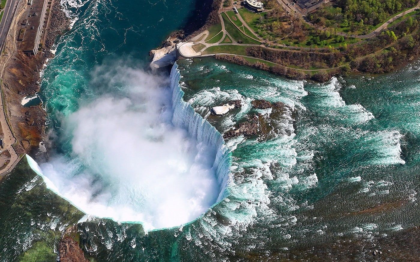 Landscape, Nature, Aerial View, Niagara Falls, Canada, River, Water, Fall, Summer, Trees