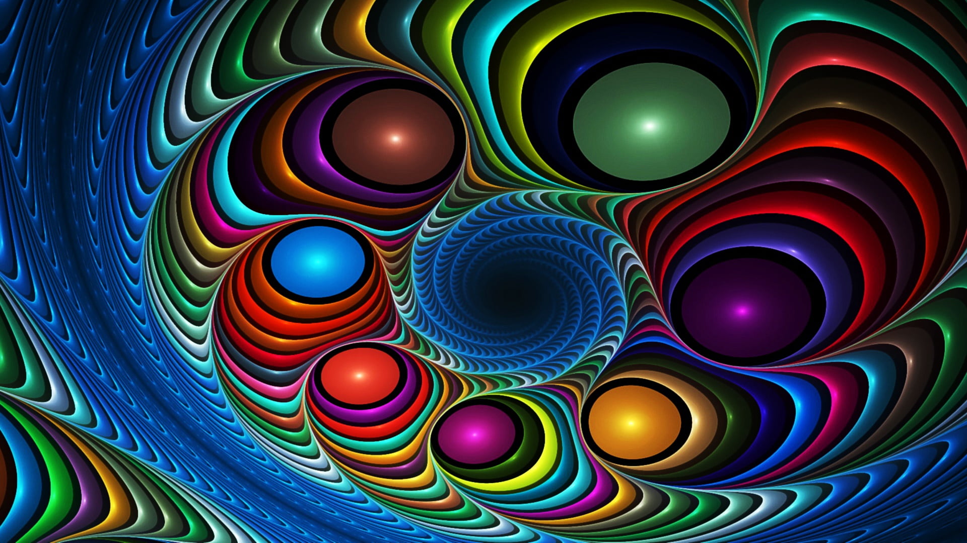 multicolor, colorful, digital art, fractal art, circle, psychedelic art