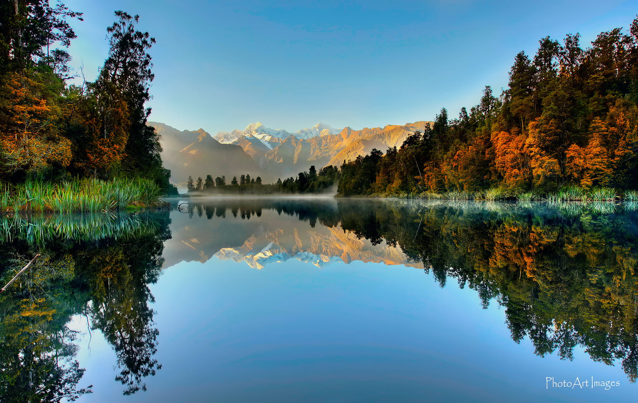 body of water, forest, reflection, mountains, lake, New Zealand