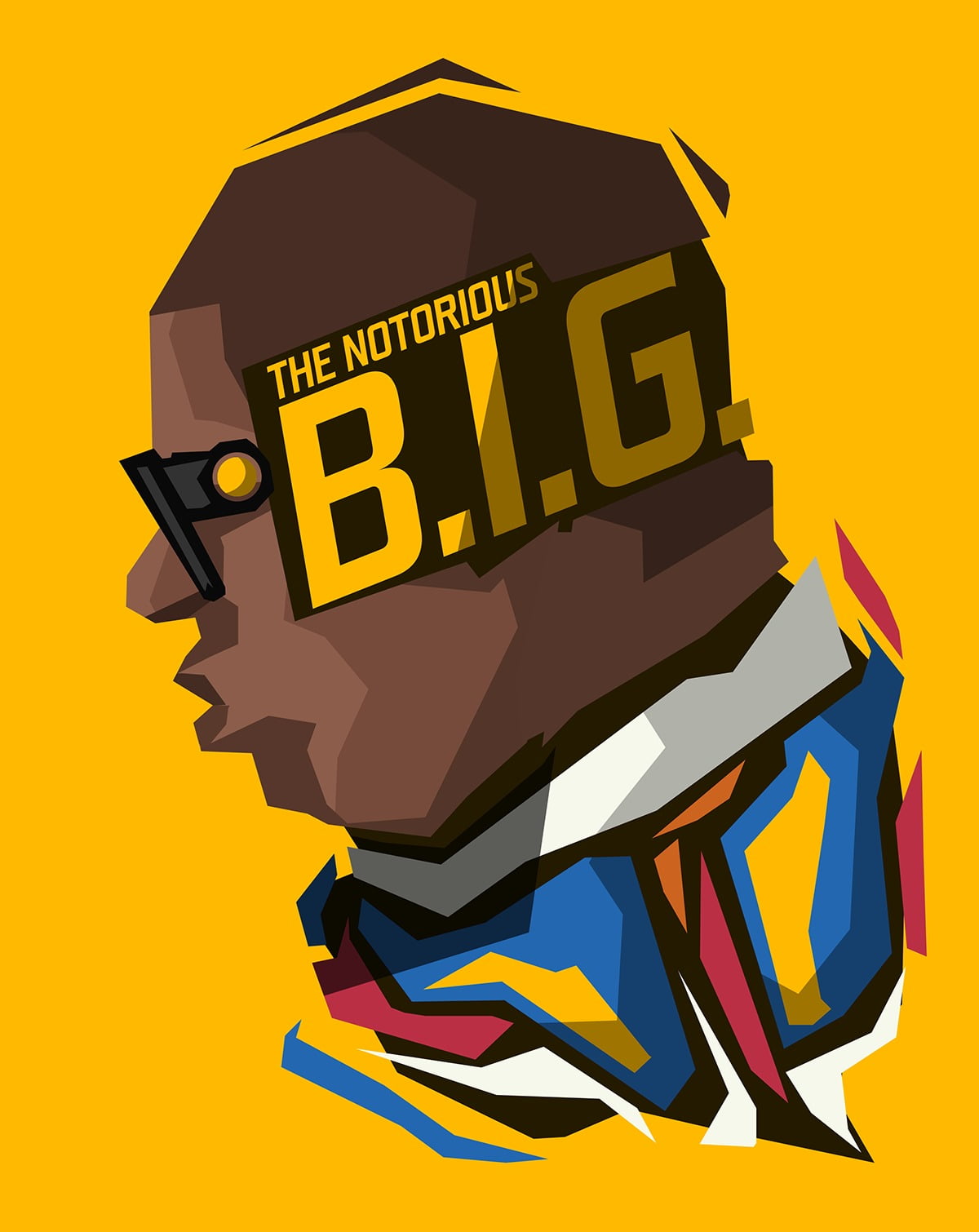 The Notorious B.I.G. illustration, yellow background, Rapper