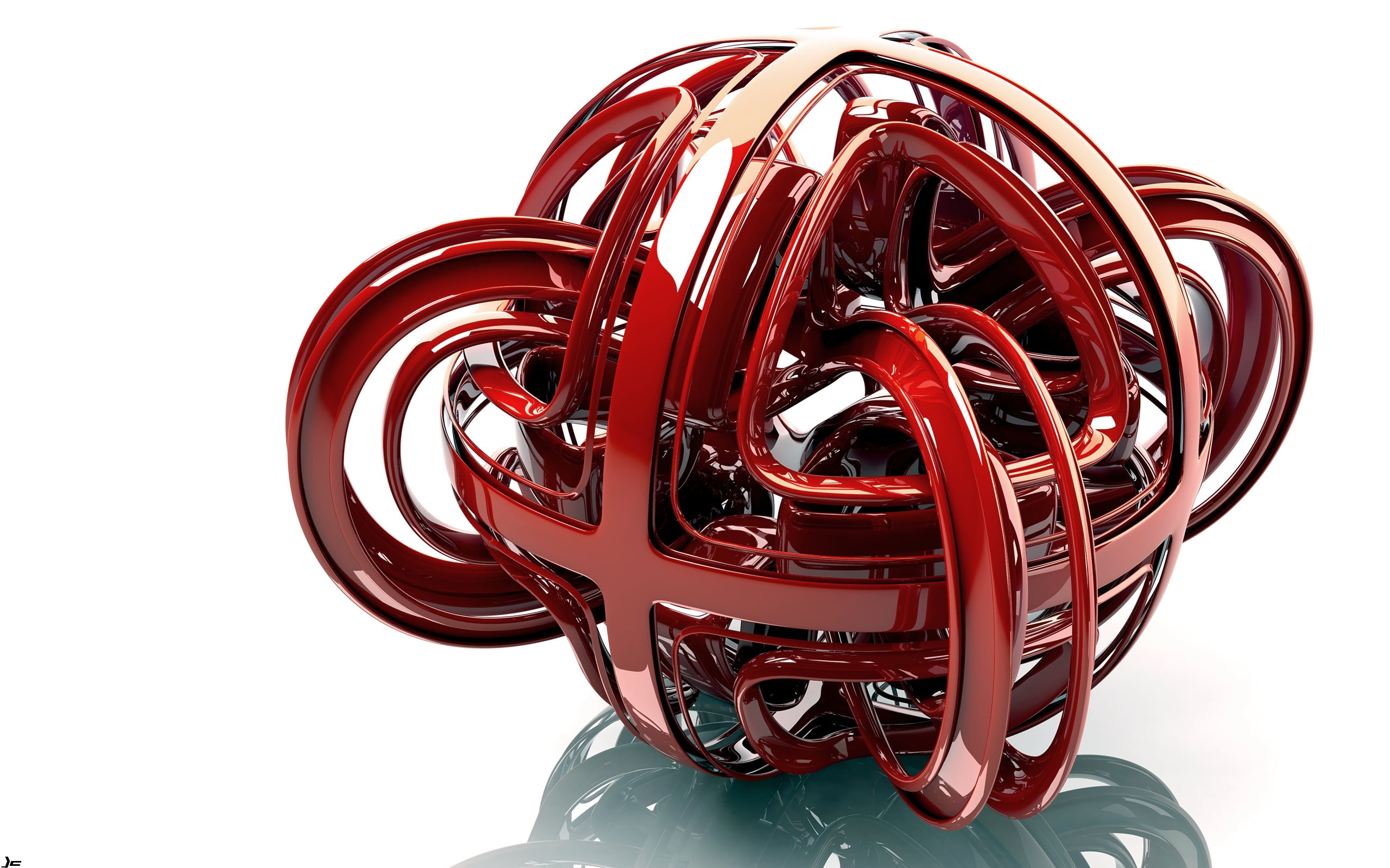 structure, ring, sphere, red, white background, close-up, indoors