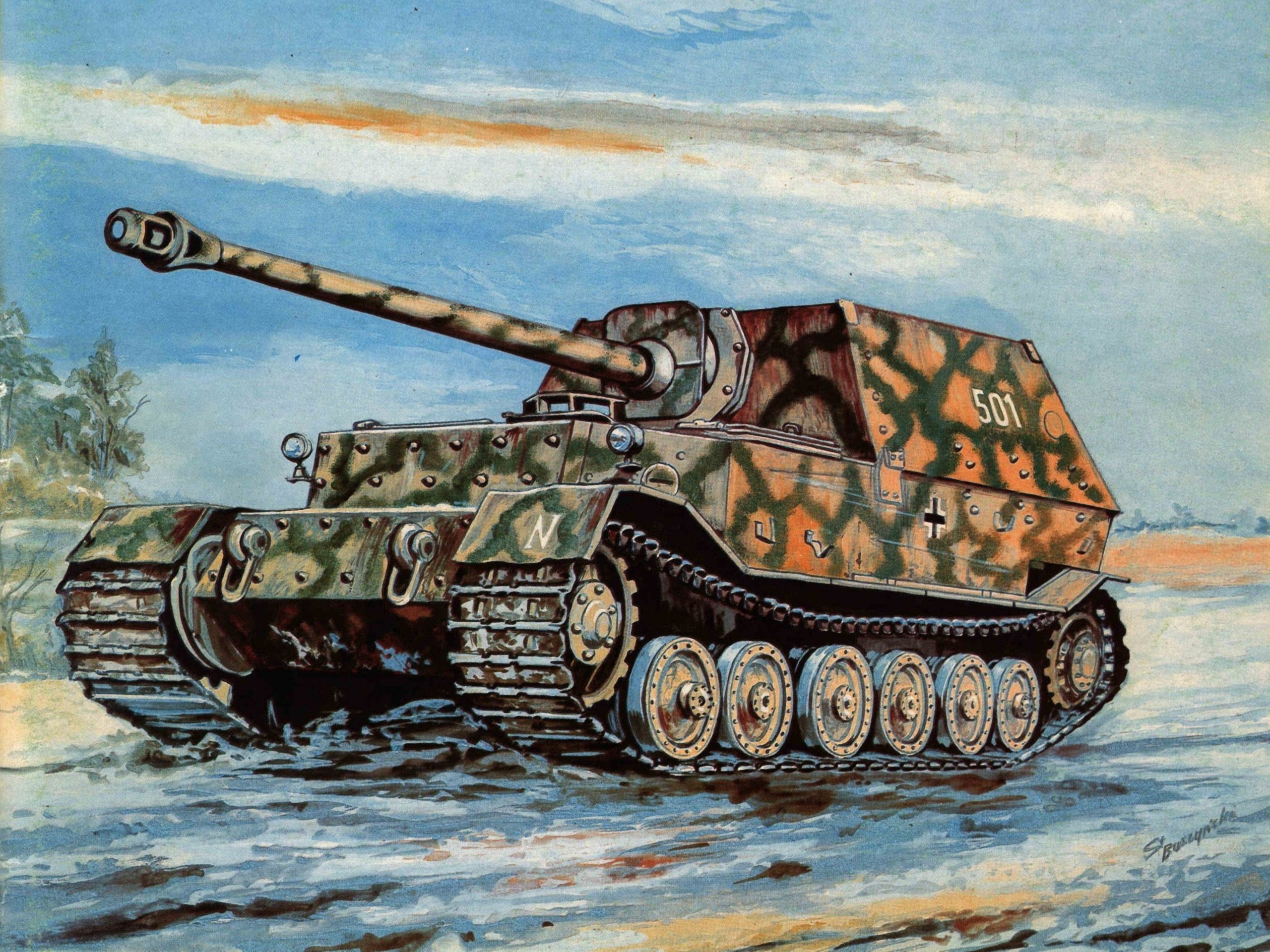 green and brown battle tank painting, road, war, art, installation