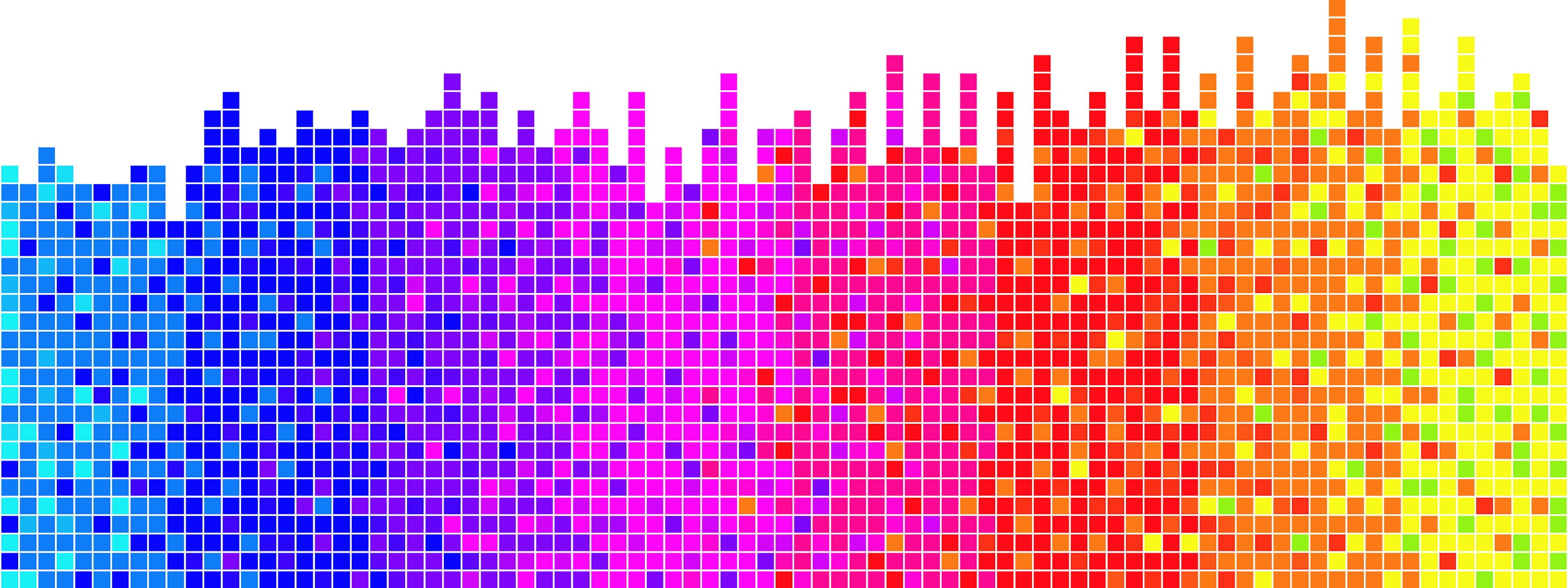 multicolored pixelated wallpaper, range, visualization, Rhythm
