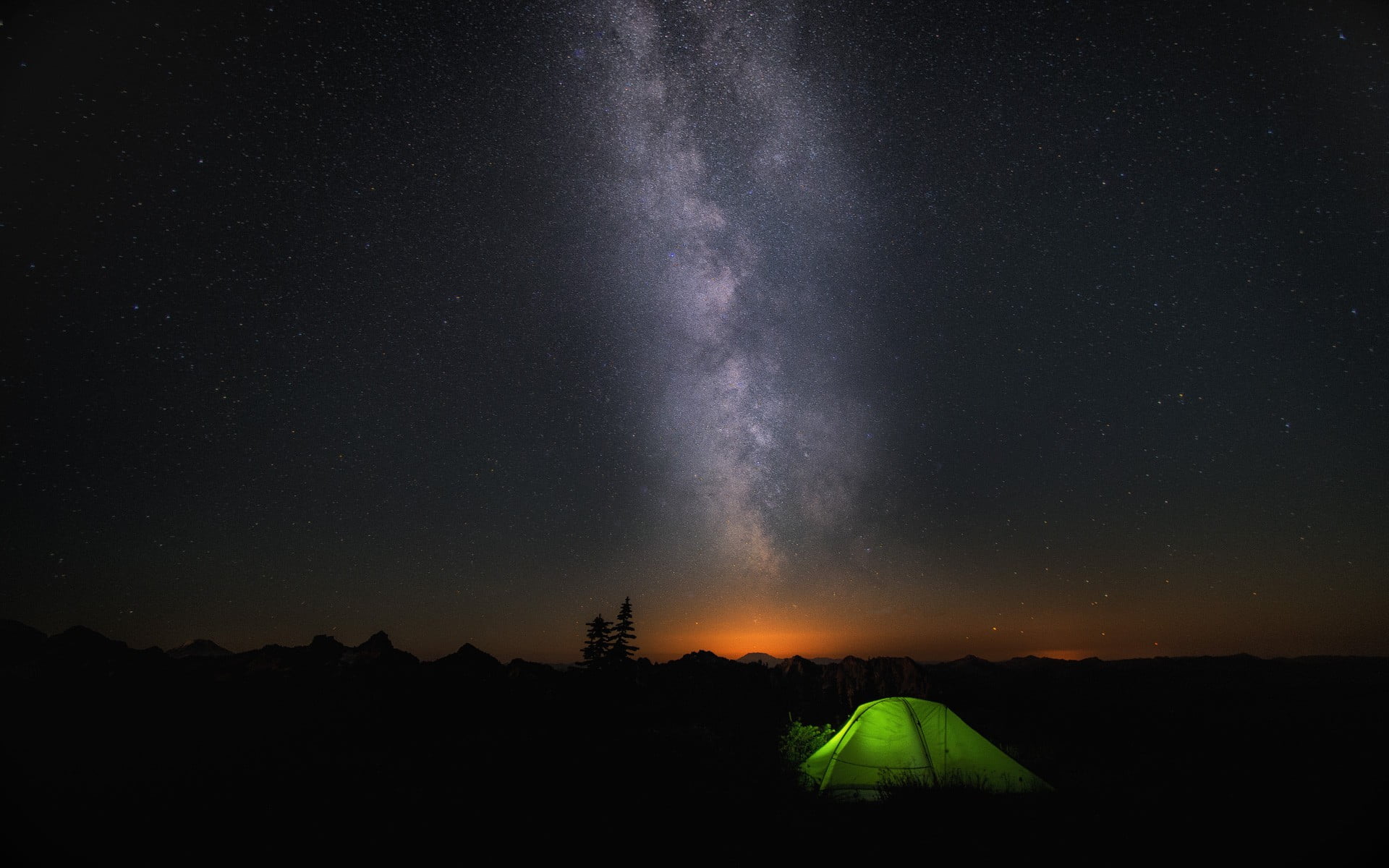 green outdoor camping tent, Microsoft Windows, Windows 10, galaxy
