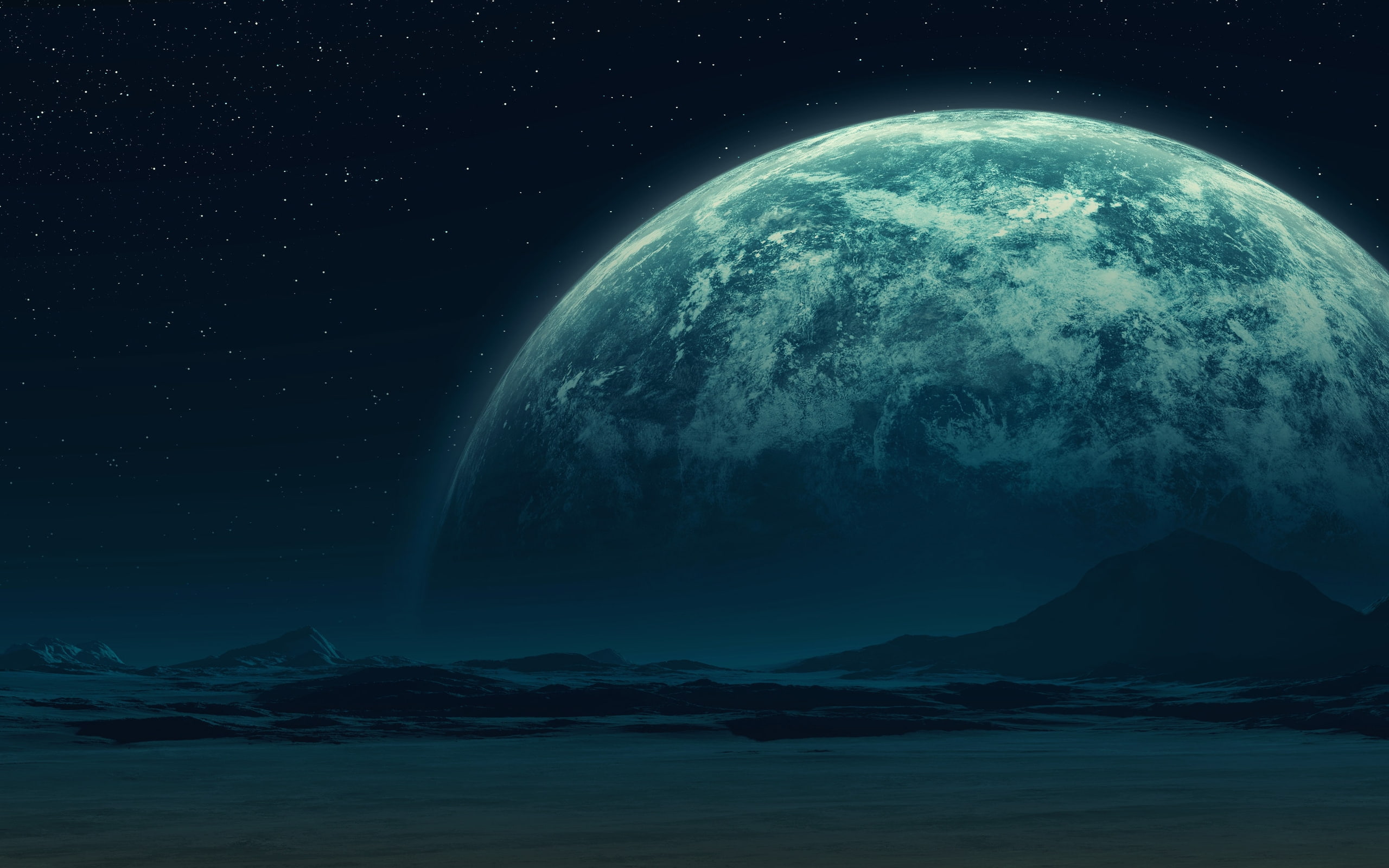 Moon Shape, stars, night, sky, background, landscape