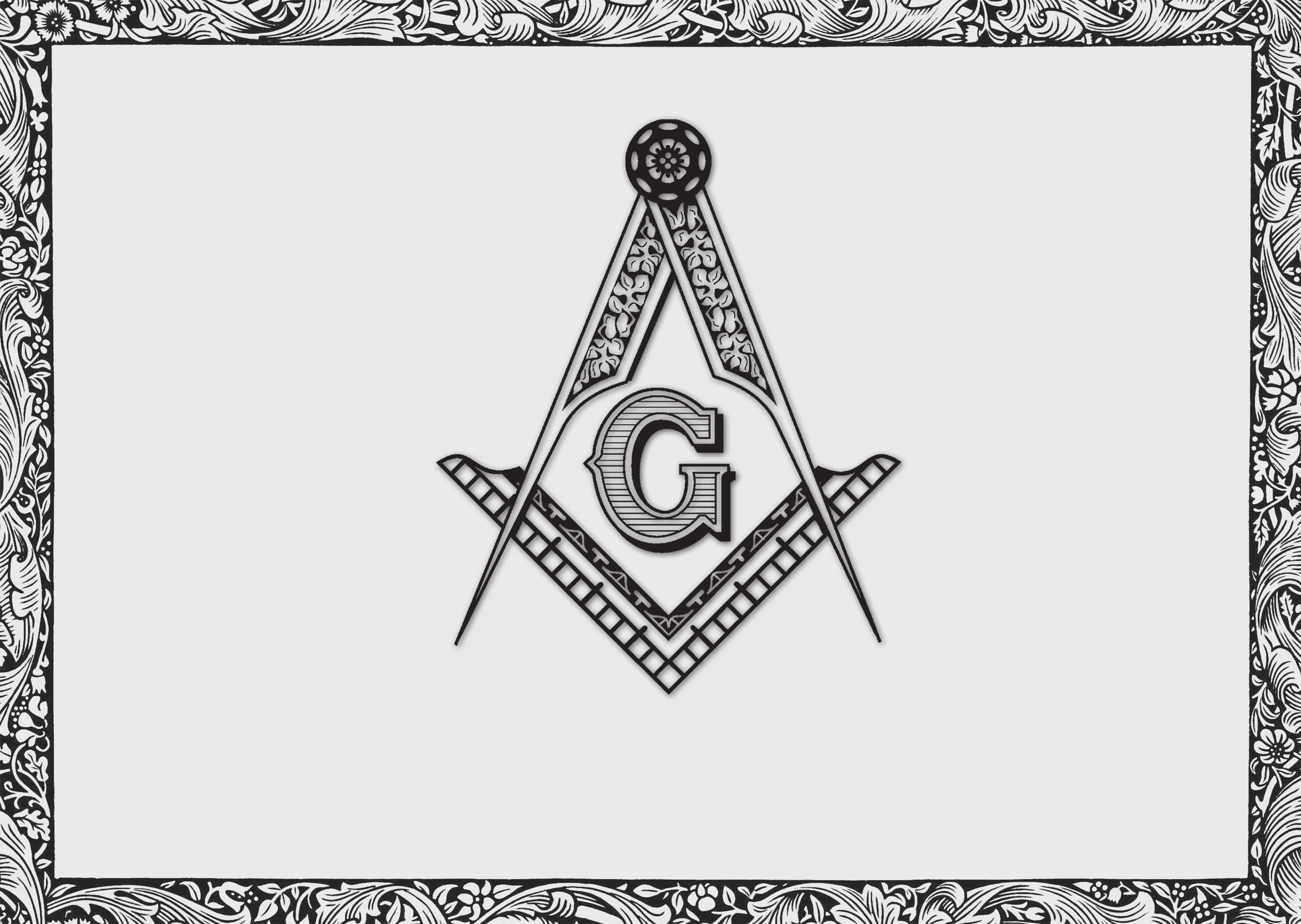 G letter illustration, Masons, geometry, Freemasonry, frame, cut out