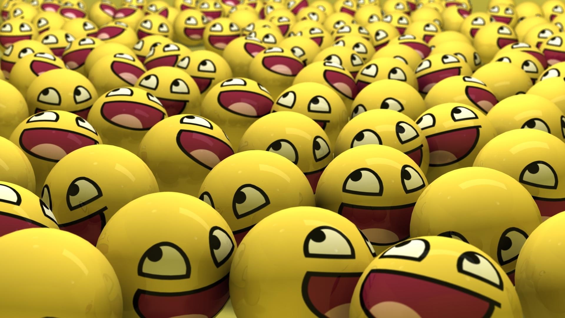 Awesome Faces, yellow emoji illustration, memes, 1920x1080