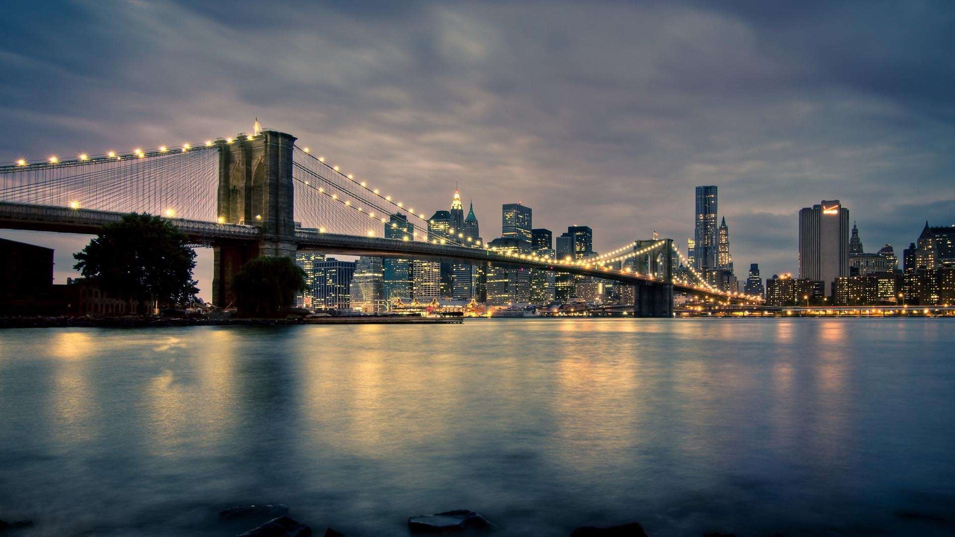 Bridge in New York, Night, city