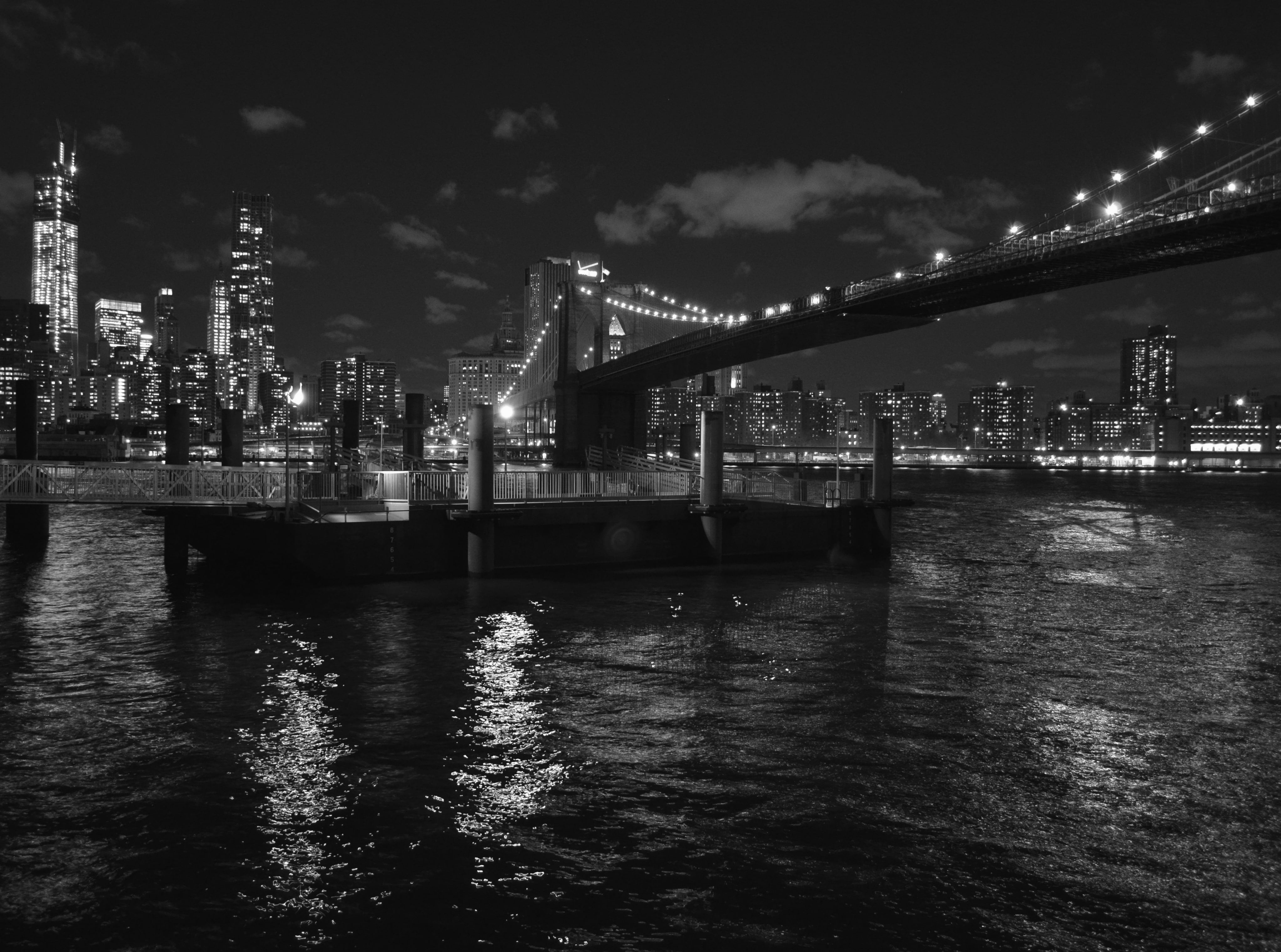 Brooklyn Bridge, New York, Brooklyn Bridge, Black and White, city