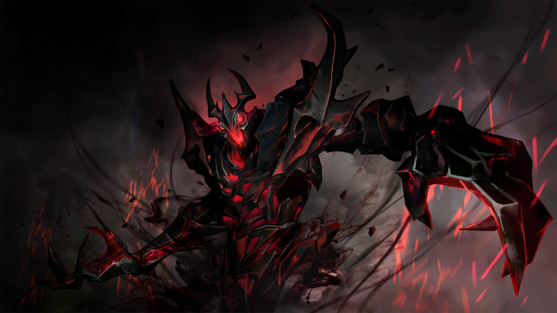 dota 2, shadow fiend, art, dark, abstract, backgrounds, flame
