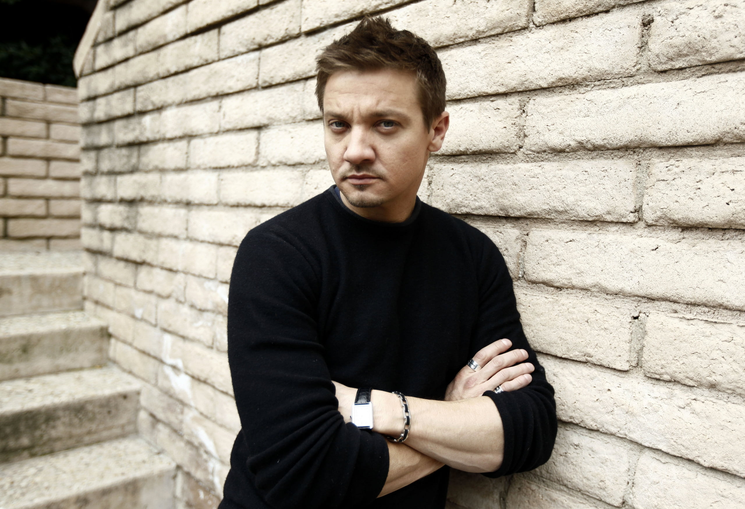 Jeremy Renner, wall, jacket, actor, men, people, one Person, males