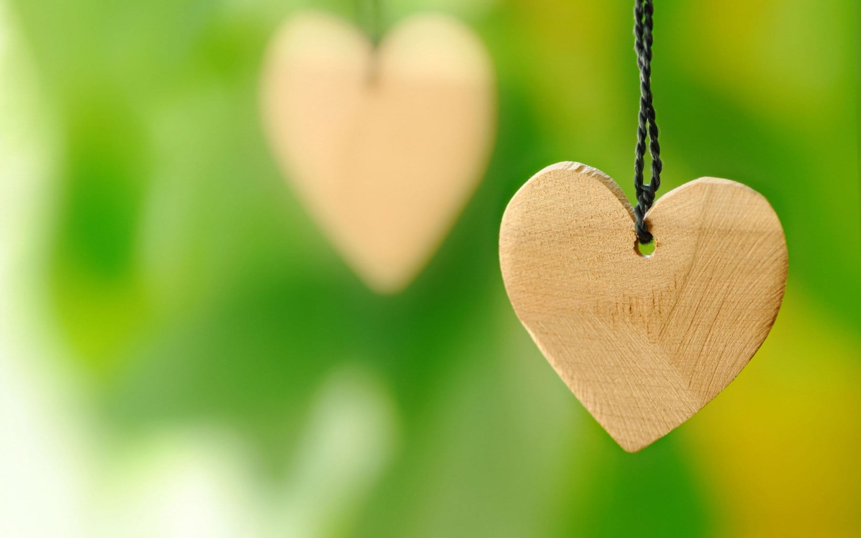 Close-Up Heart Wood Love, heart brown pendant, green, heart shape