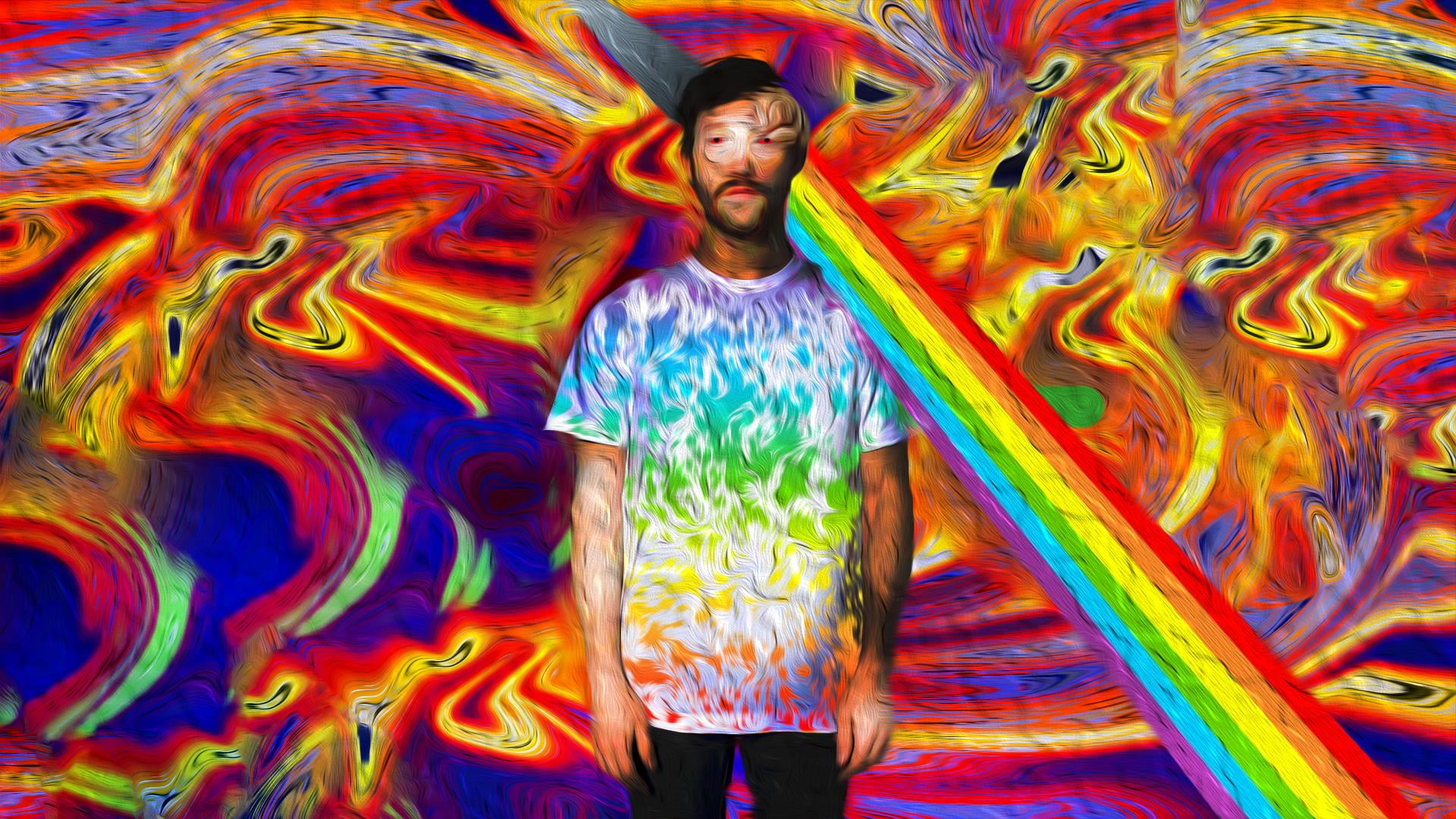 psychedelic, trippy, colorful, multi colored, one person, young adult