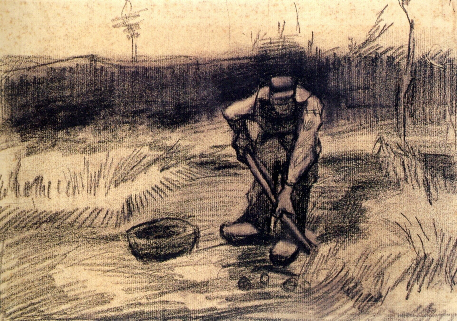 working, Vincent van Gogh, Peasant, Lifting Potatoes