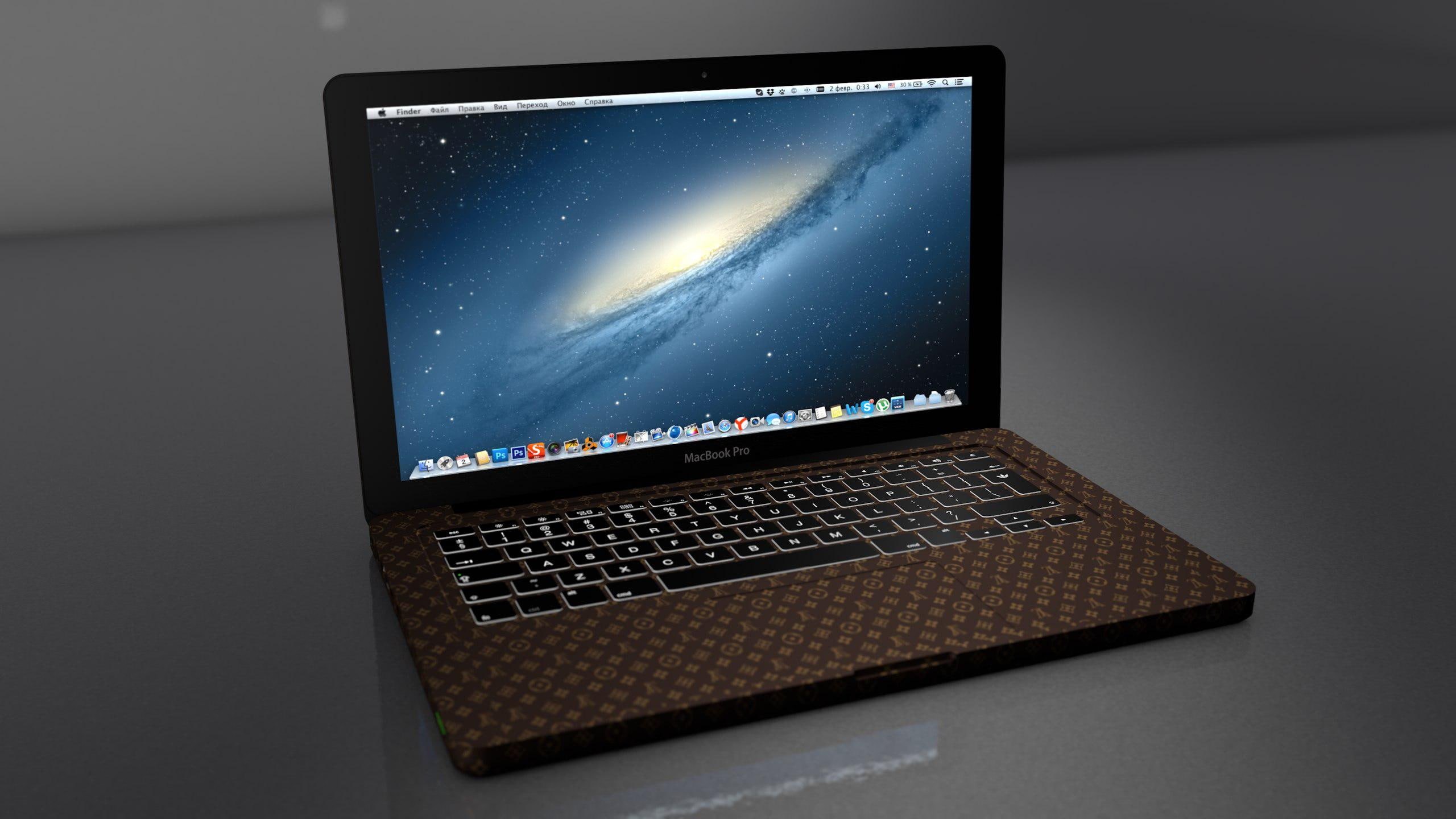 macbook, apple, laptop, louis vuitton, black and gray macbook pro