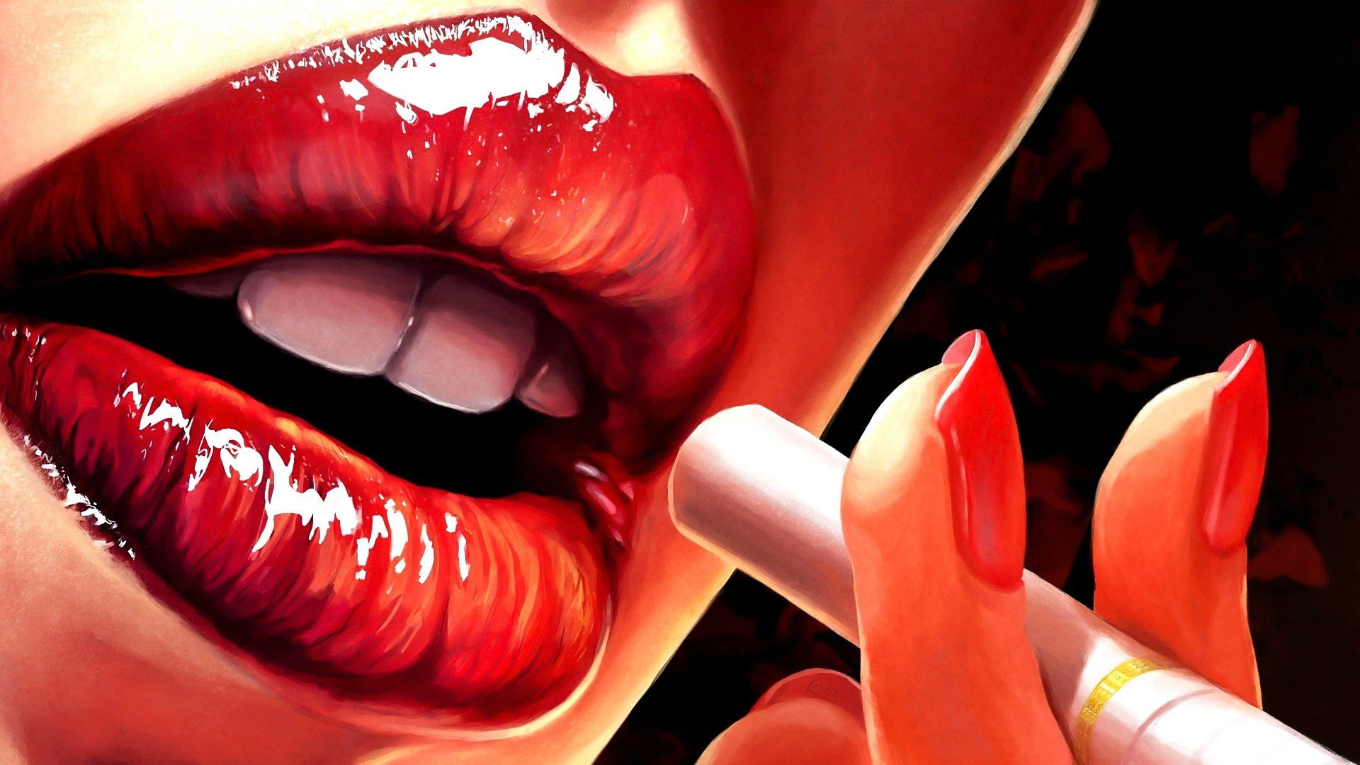 1920x1080 px cigarettes lips red People Michael Jordan HD Art