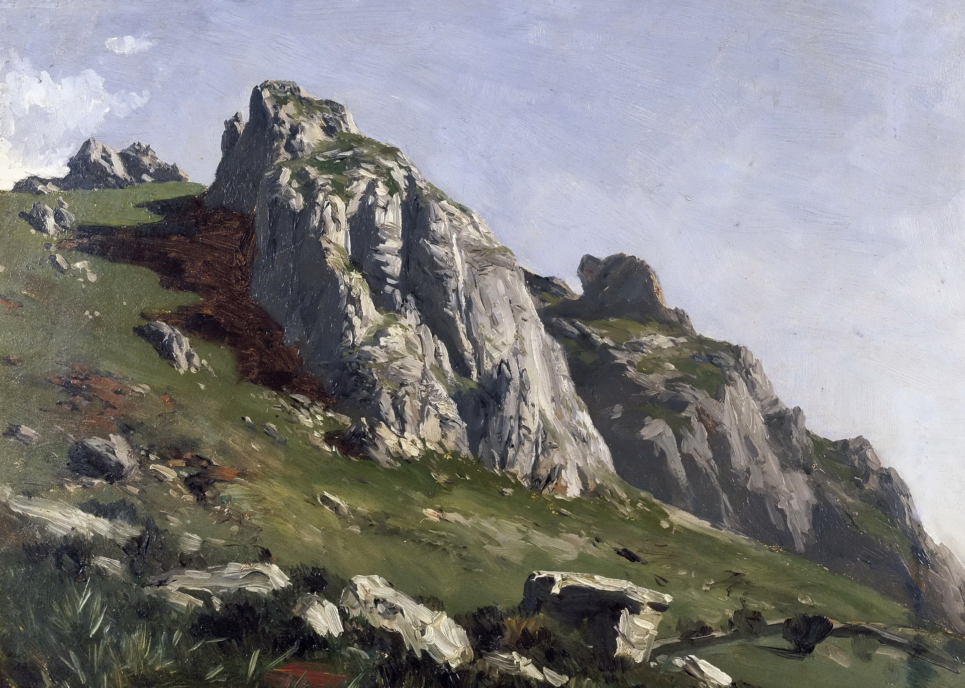 landscape, mountains, stones, rocks, picture, Carlos de Haes