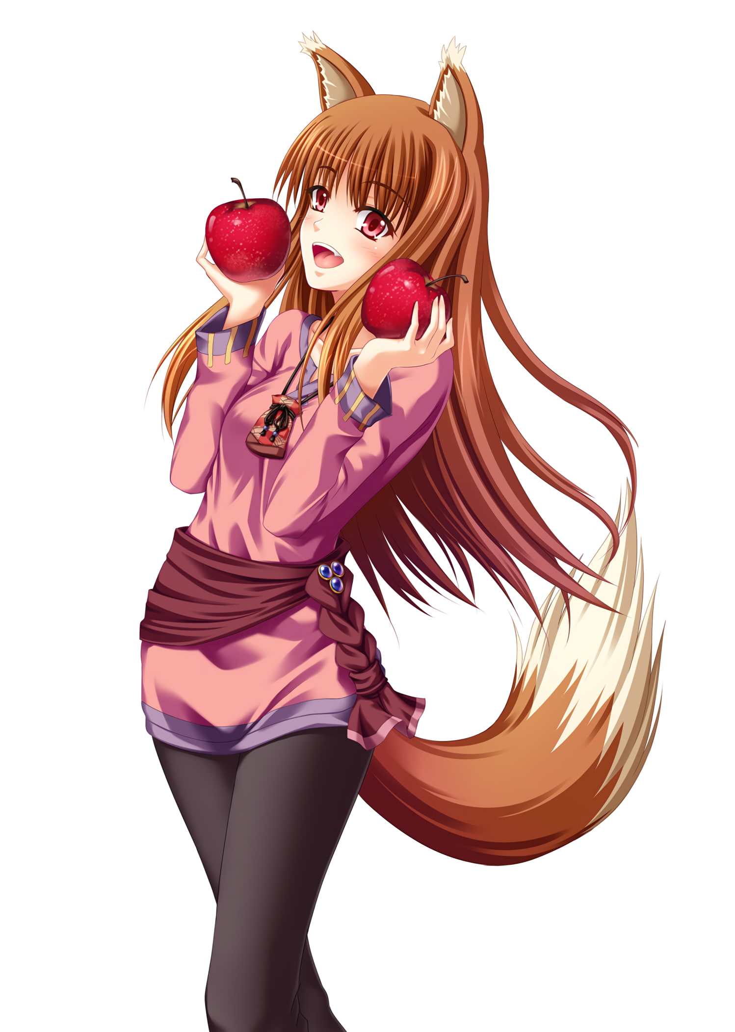 anime, anime girls, Spice and Wolf, Holo, long hair, brunette