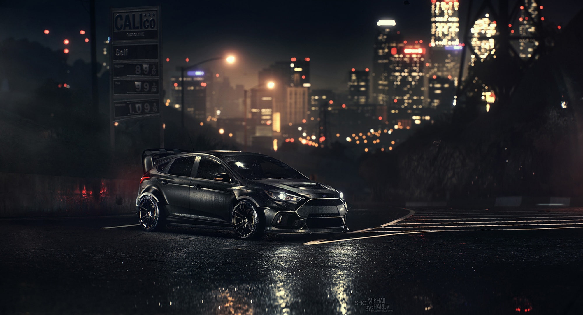 dark, night, car, Ford, vehicle, Ford Focus RS, mode of transportation