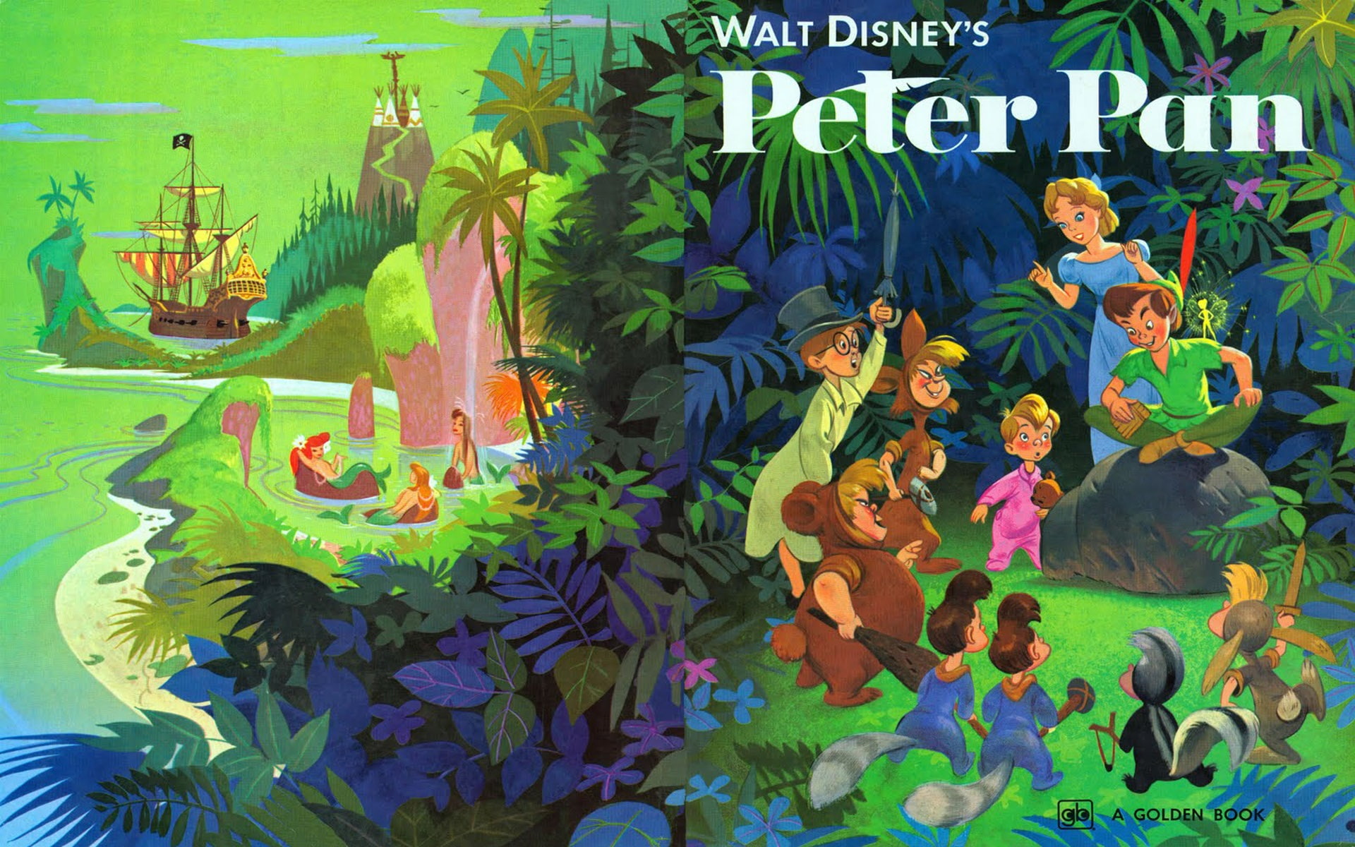 Walt Disney’s Cartoon Peter Pan A Golden Book Characters List Art Wallpaper Hd 1920×1200