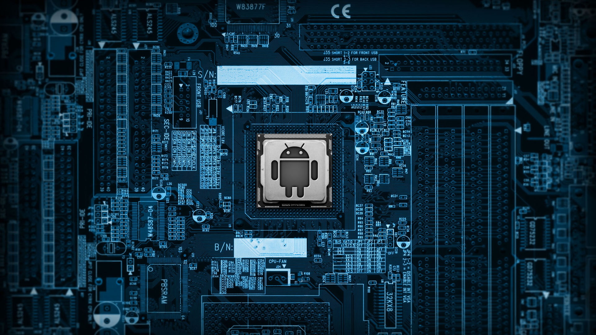 android, blue Processor