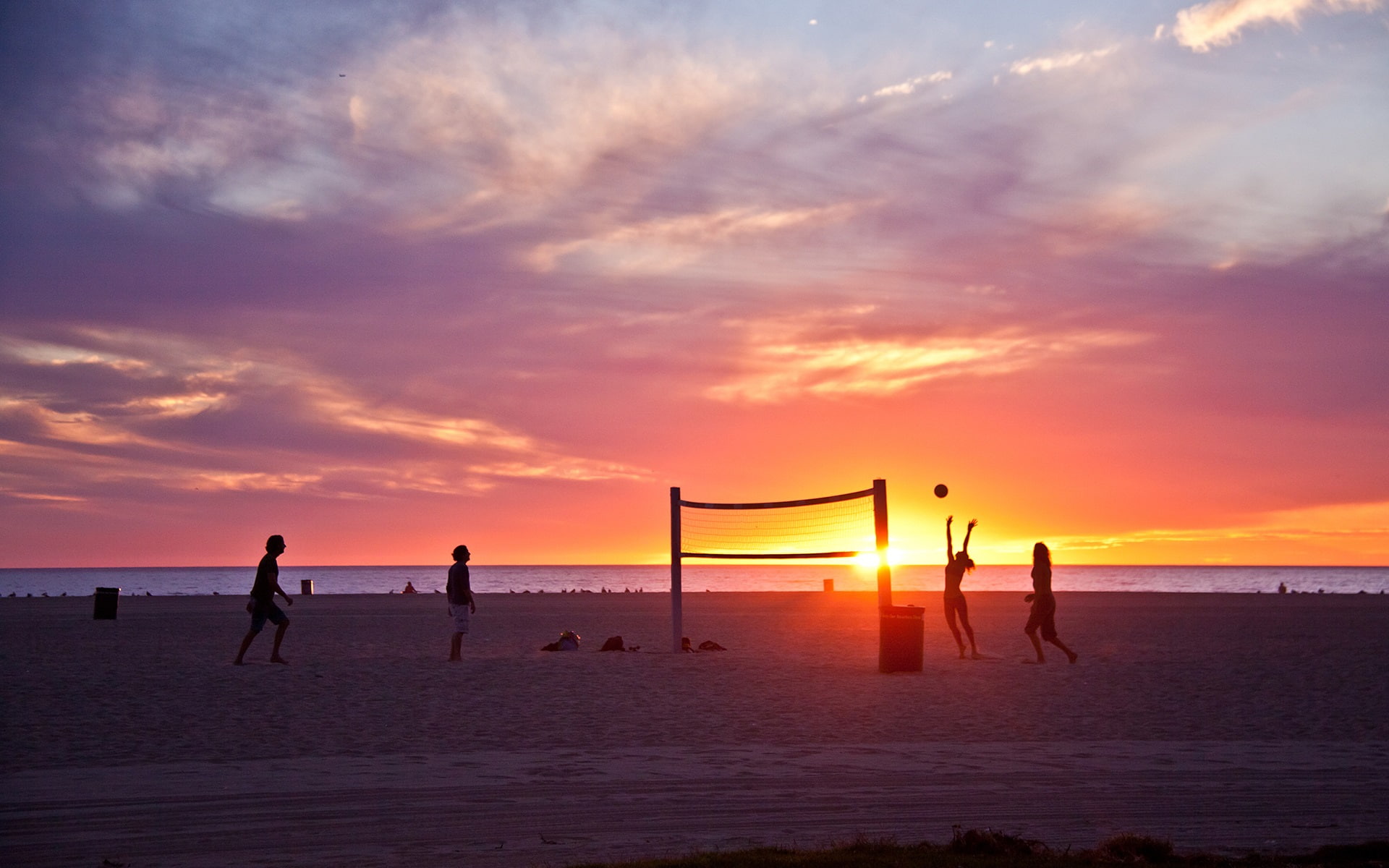 Venice beach, Los Angeles, California, USA, sunset, volleyball, people