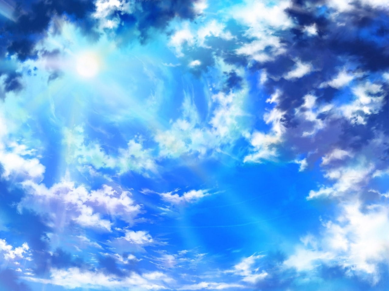 sun rays, clouds, sky