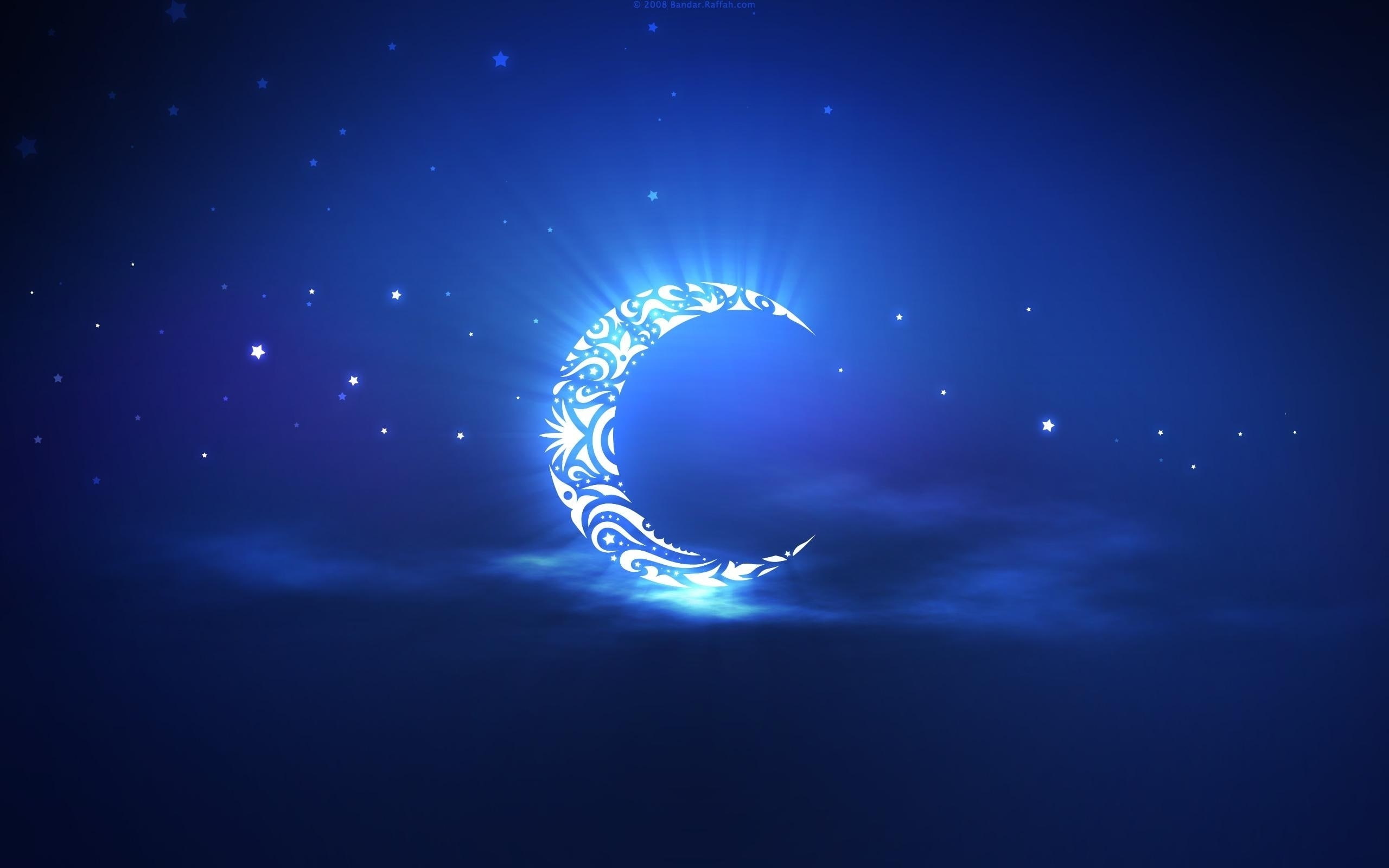 Artistic creation, the crescent moon in the sky, half moon wallpaper