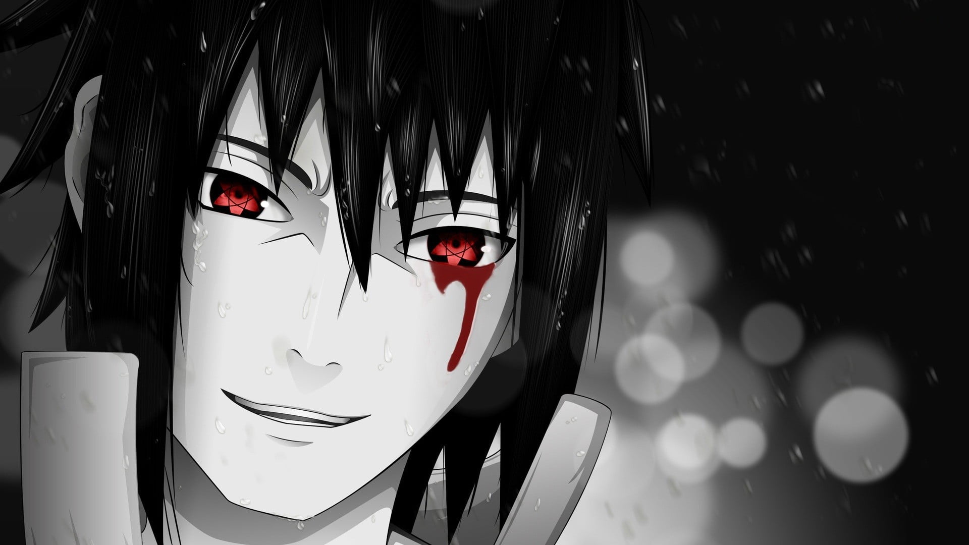 Uchiha Sasuke, blood, Eternal Mangekyou Sharingan, anime boys