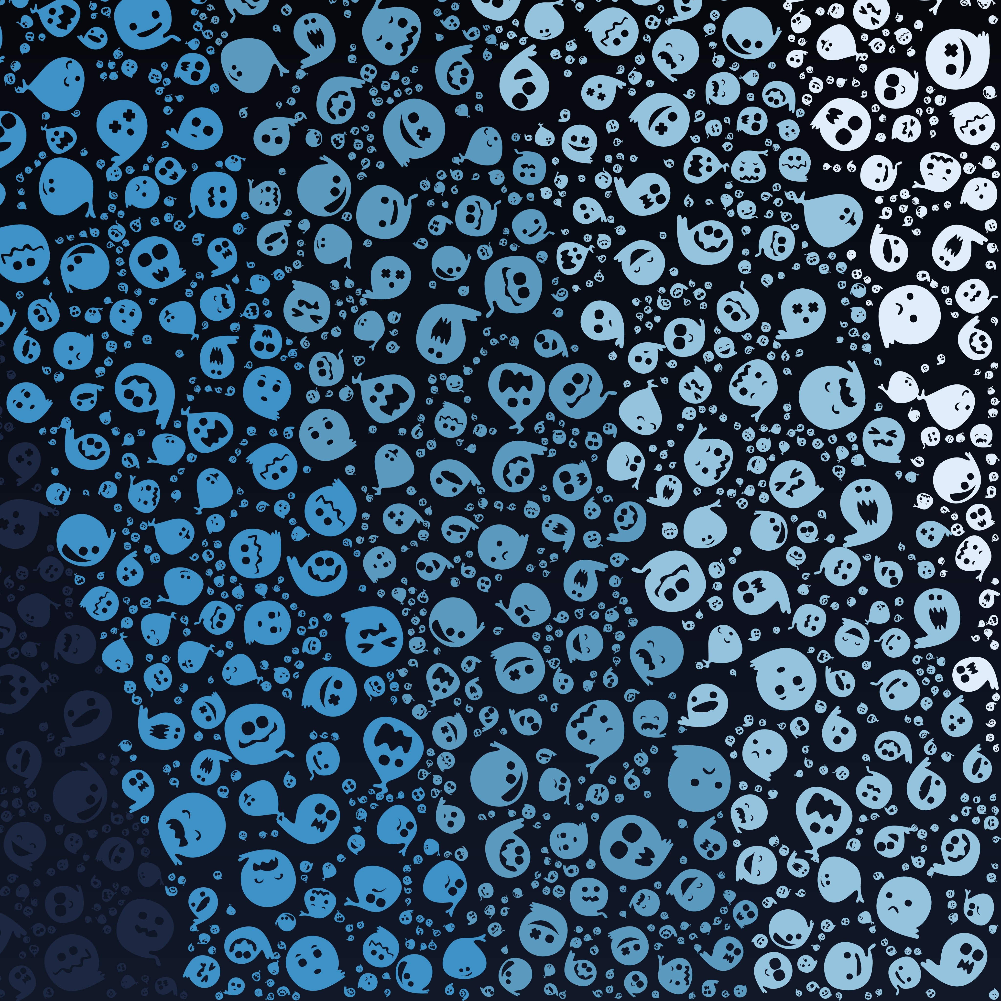 blue and black ghost illustration wallpaper, material style, simple