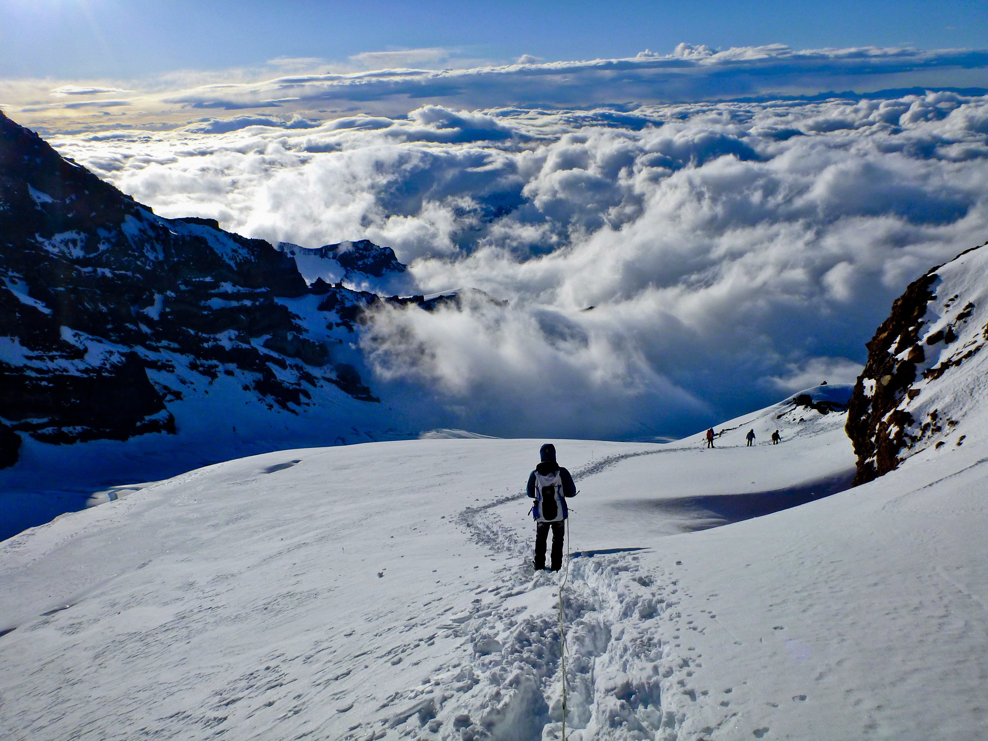 snow, mountains, clouds, cold temperature, winter, leisure activity