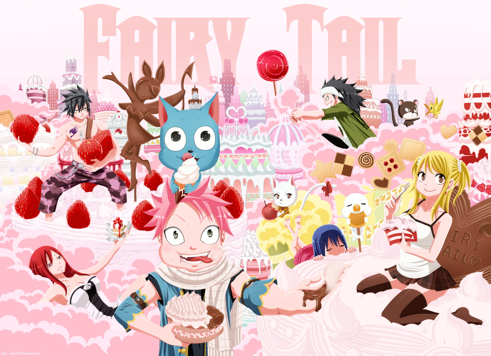 Anime, Fairy Tail, Charles (Fairy Tail), Erza Scarlet, Gajeel Redfox