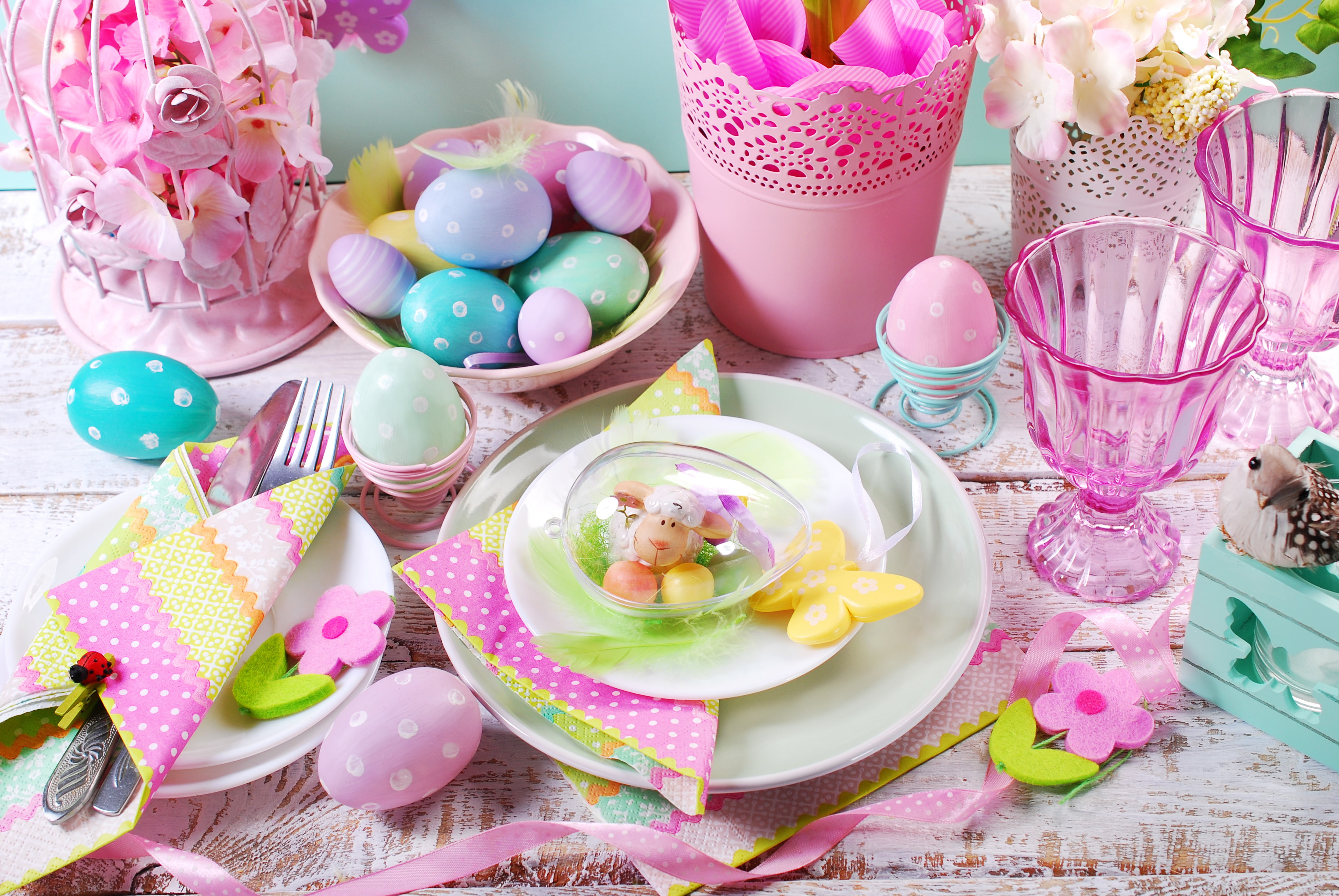 flowers, eggs, spring, Easter, decoration, Happy