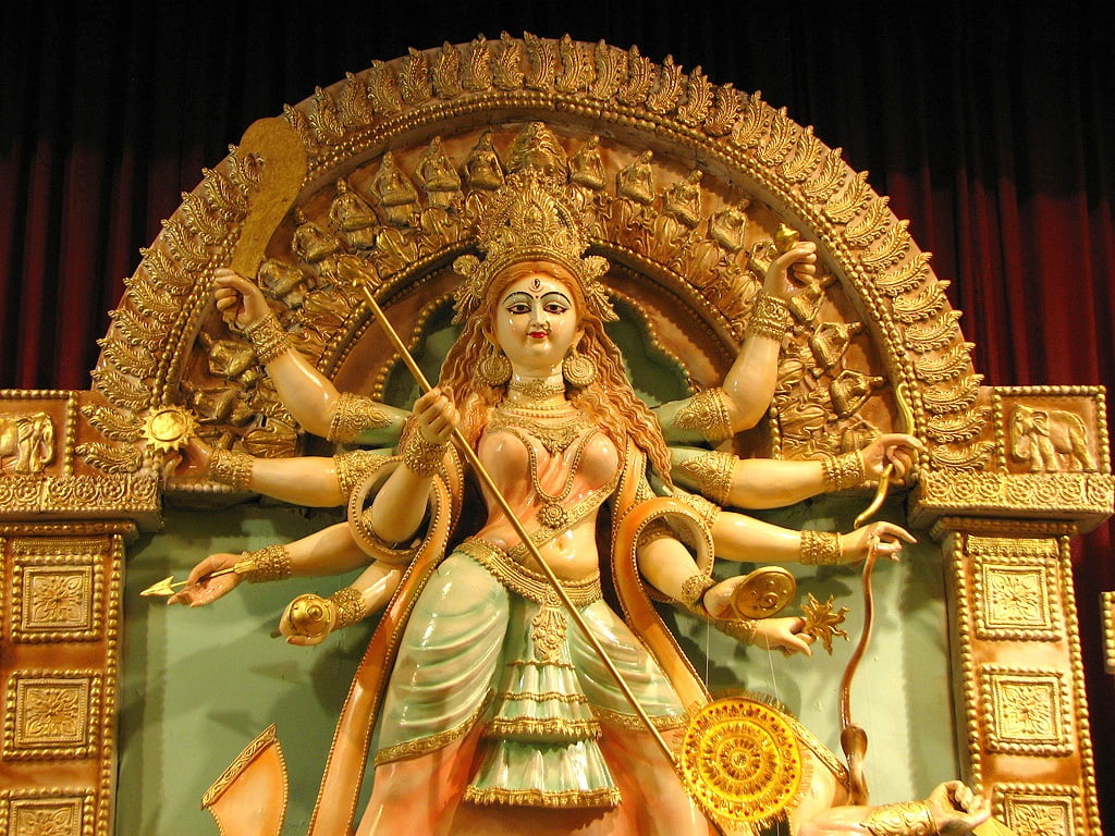 Beautiful Statue Durga Puja, ceramic hindu god figurine, Festivals / Holidays