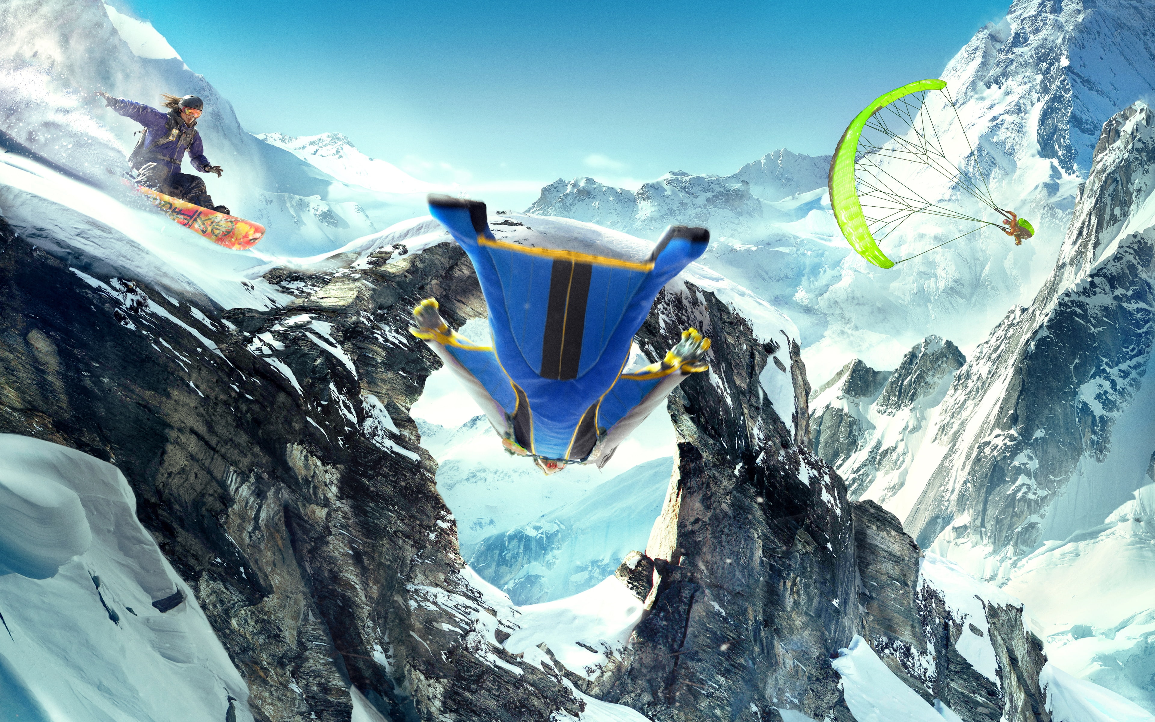 snowboarding, paragliding, wingsuit, Sports