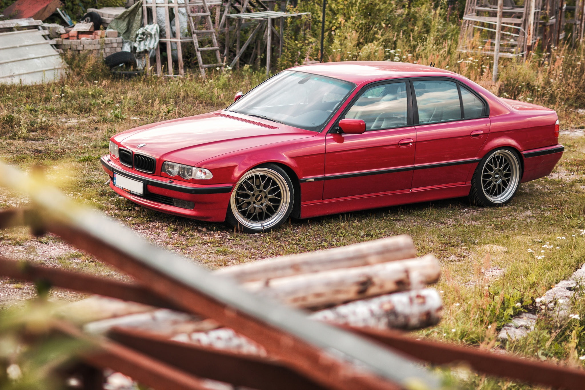 car, BMW, tuning, stance, 7 series, E38